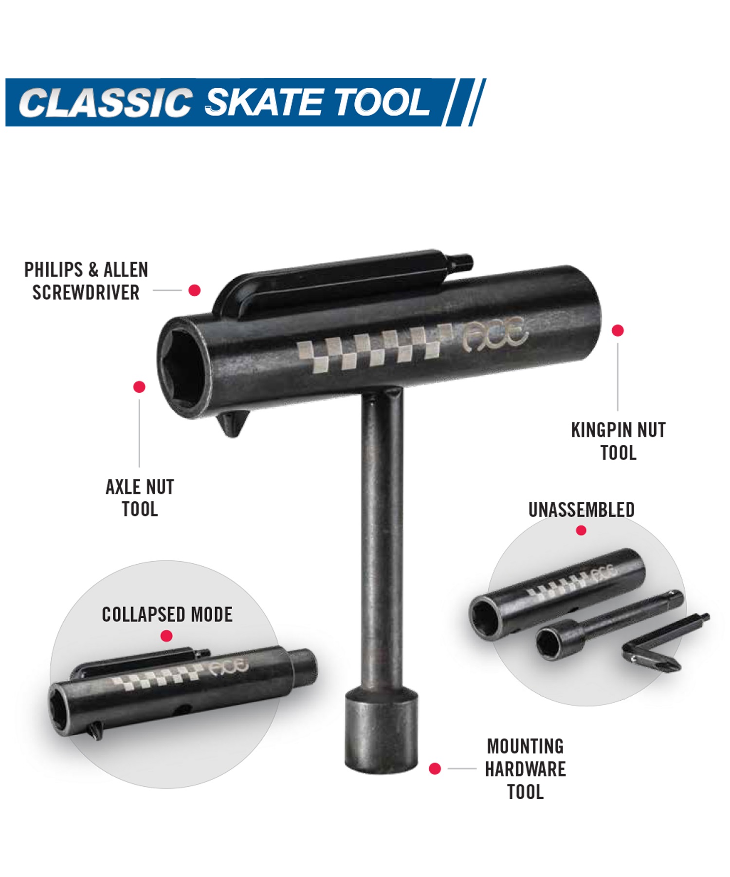 ACE TRUCK エース トラック スケートボード ツール 工具 CLASSIC SKATE TOOL OSACA1(ONECOLOR-ONESIZE)