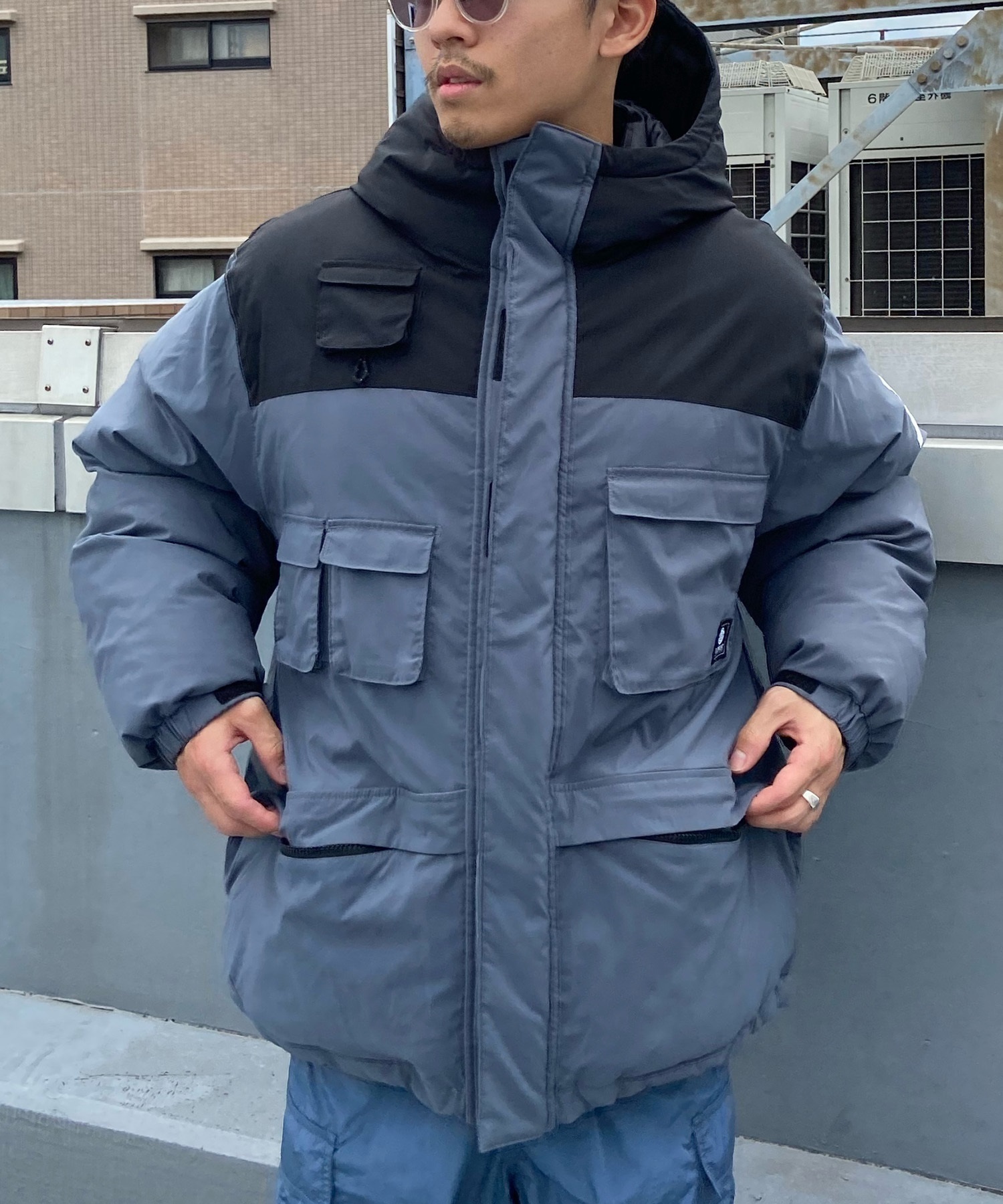 ELEMENT/エレメント メンズ 中綿ダウンジャケット ビッグポケット パフ