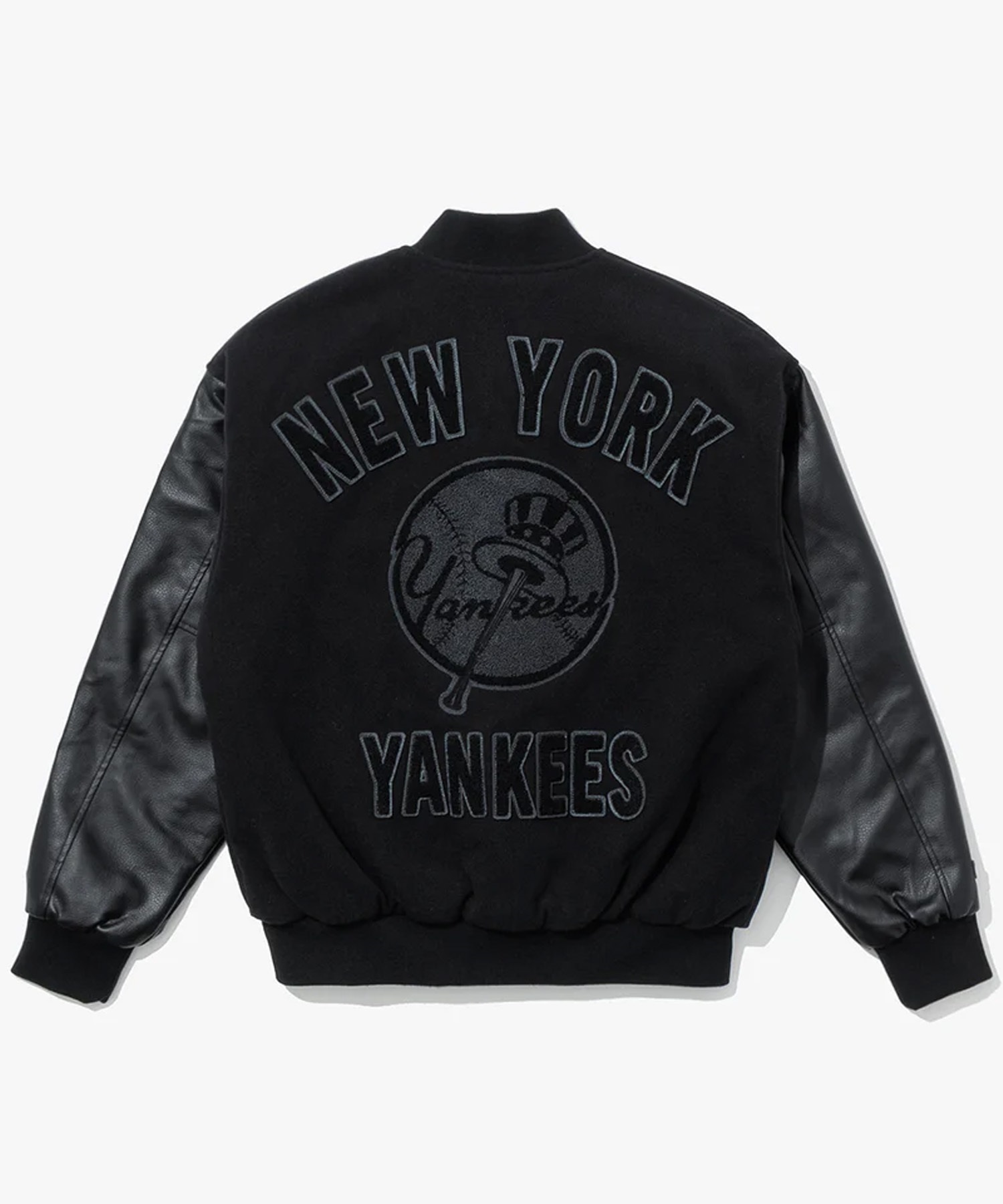 NEW ERA/ニューエラ MLB ヴァーシティジャケット ニューヨーク・ヤンキース ブラック メンズ スタジアムジャケット スタジャン  KOREAモデル 13803132(BLK-M)