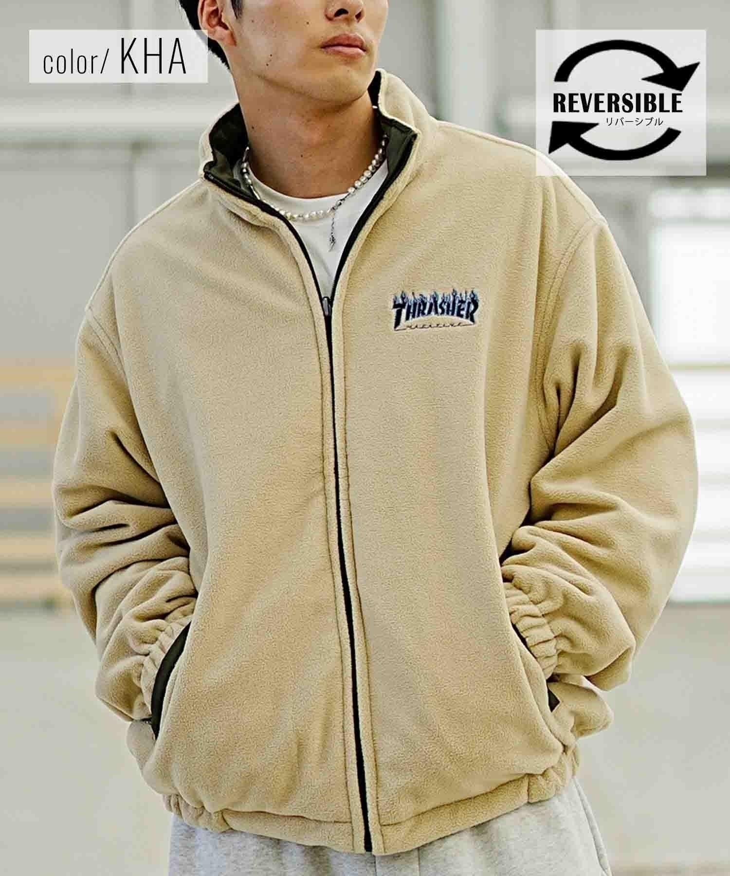 【ムラサキスポーツ別注】THRASHER/スラッシャー メンズ リバーシブルジャケット ナイロン/フリース 23MS-JKT1(KHA-M)