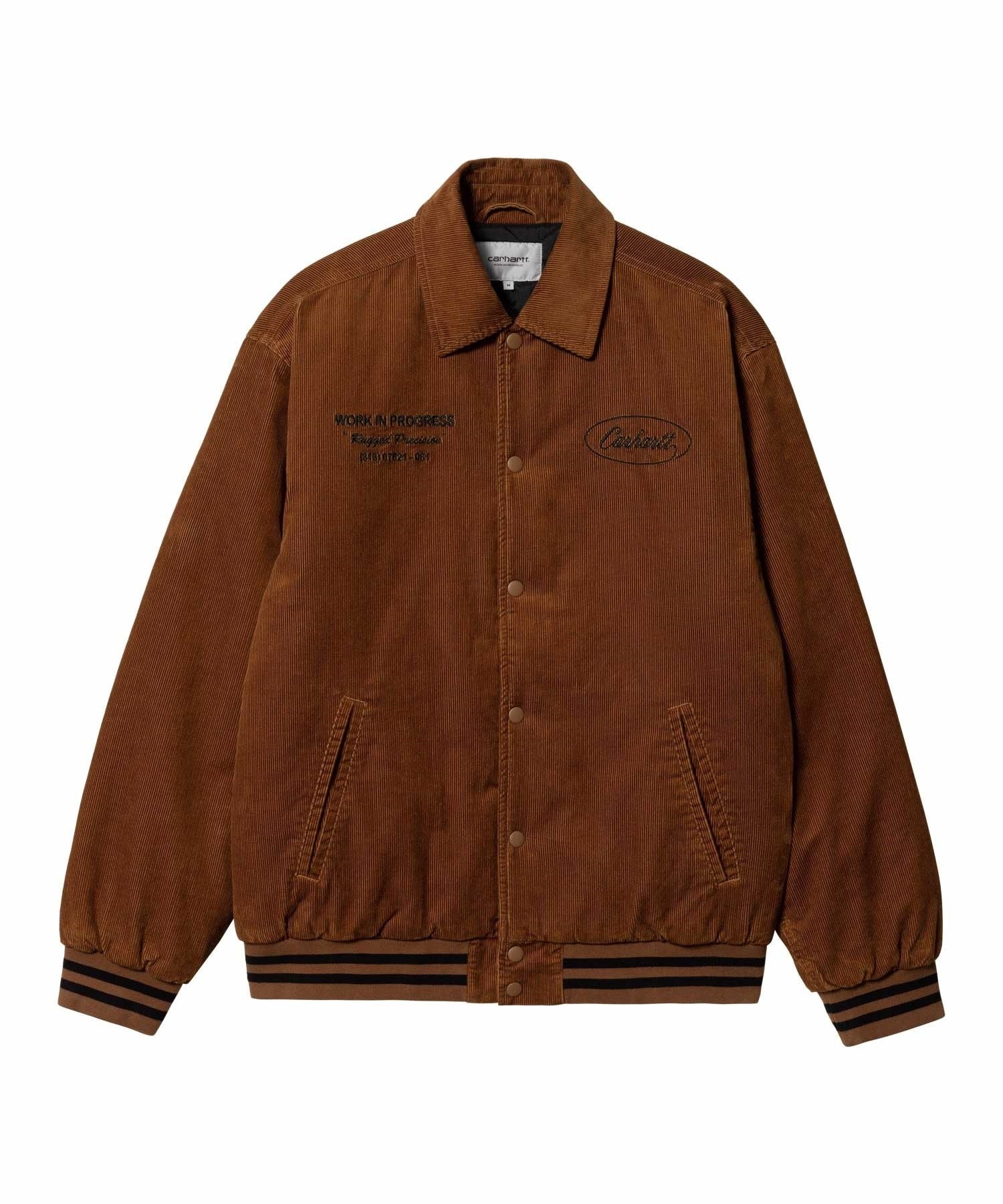 Carhartt WIP/カーハートダブリューアイピー RUGGED LETTERMANJACKET バーシティ ジャケット コーデュロイ メンズ  ジャケット I032436(BROWN-S)