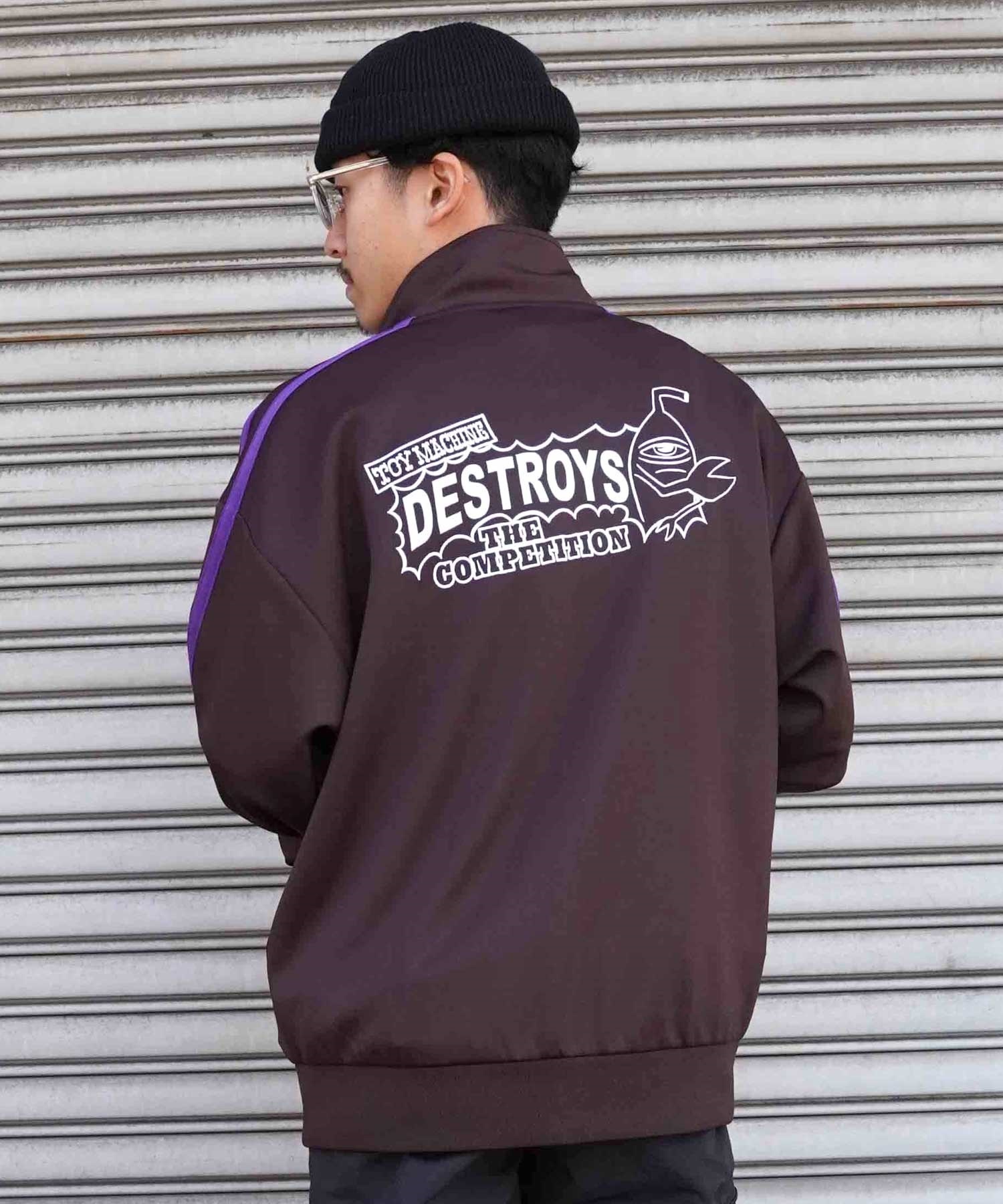 【マトメガイ対象】TOY MACHINE/トイマシーン DESTROY JERSEY TRACK JACKET トラックジャケット ビックシルエット ジップアップ MTMPJK1(BLACK-M)