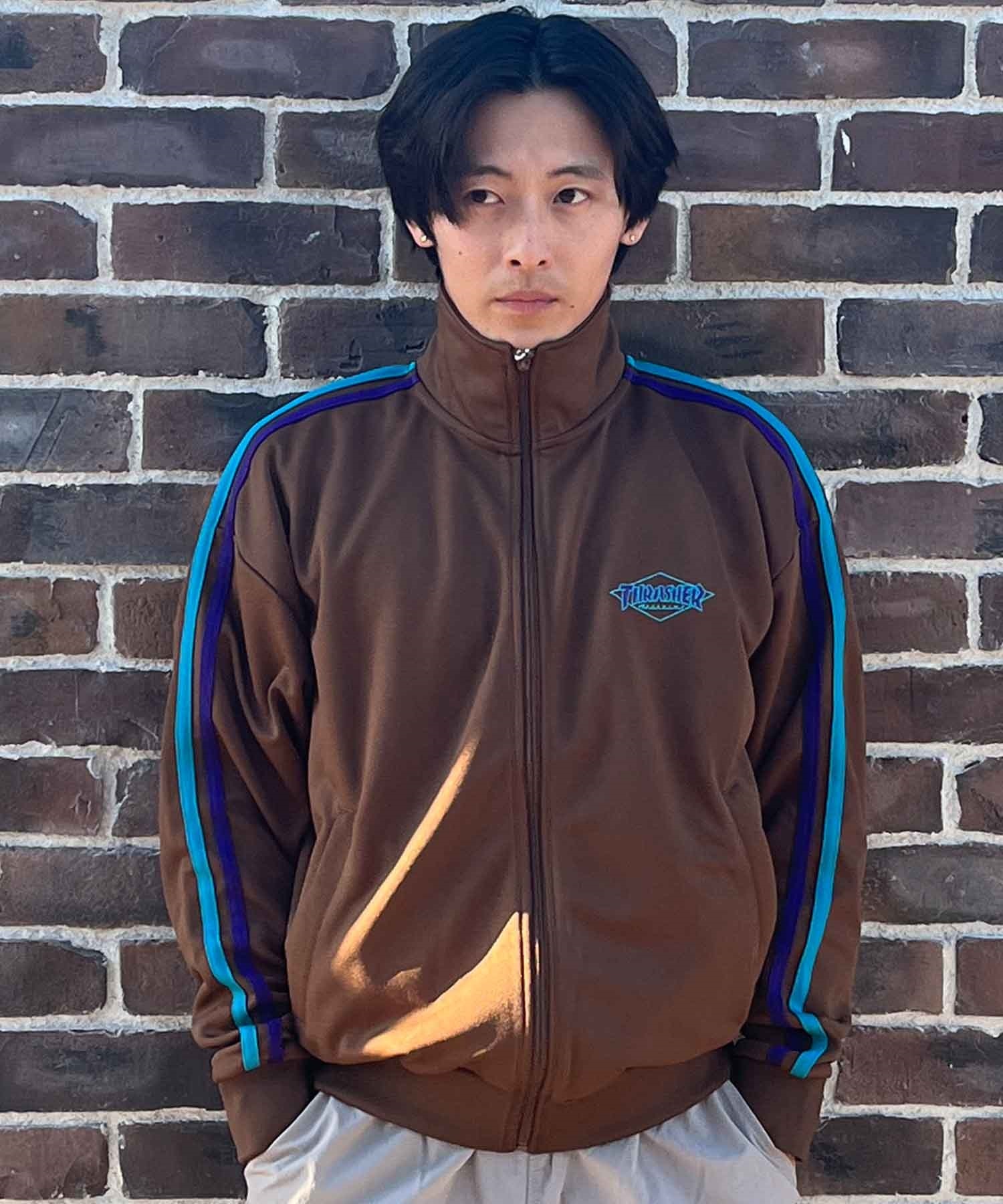 【ムラサキスポーツ別注】THRASHER スラッシャー メンズ トラックジャケット ビッグシルエット スポーツミックス THM-24SPJKT01(BRN-M)