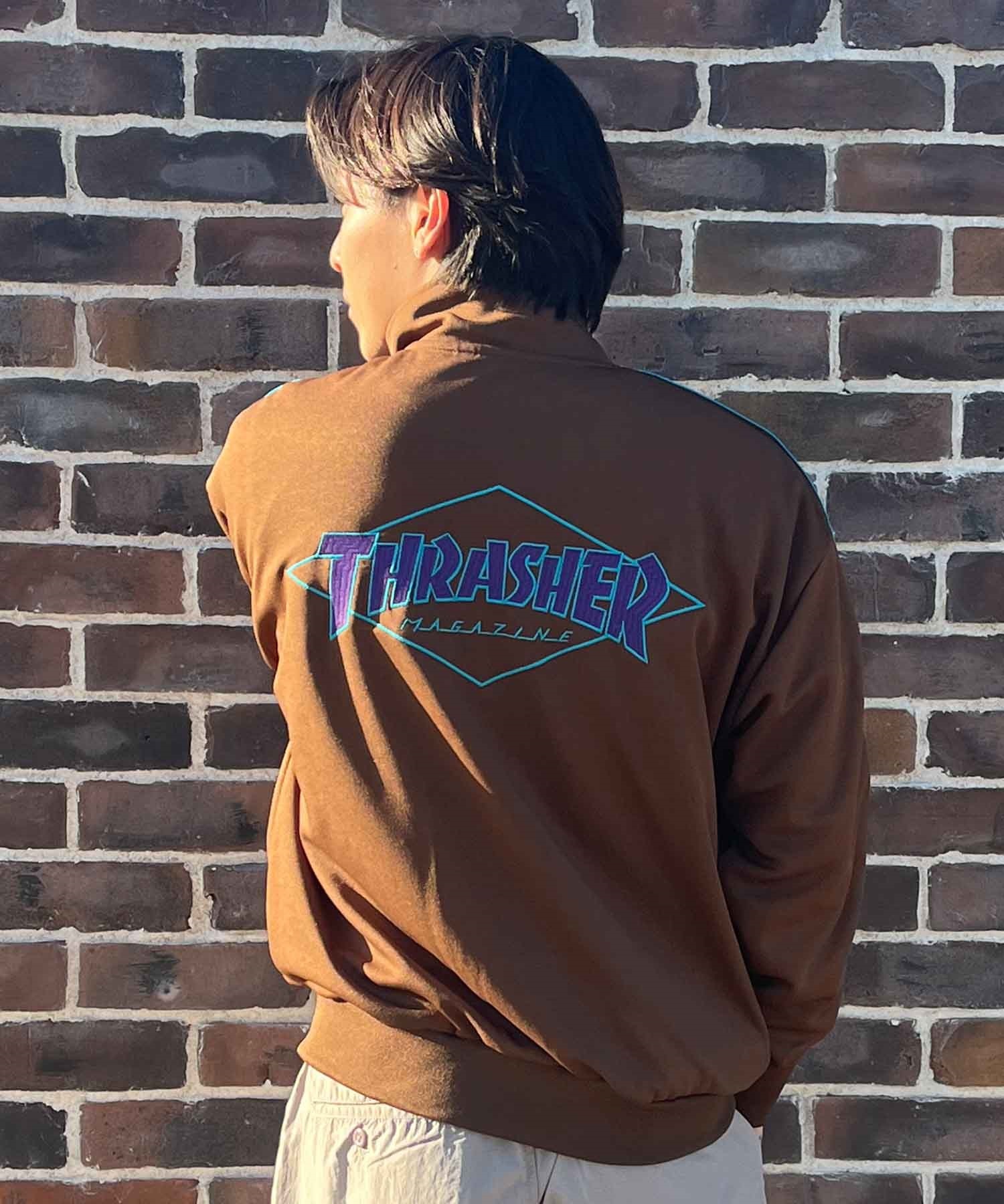 【ムラサキスポーツ別注】THRASHER スラッシャー メンズ トラックジャケット ビッグシルエット スポーツミックス THM-24SPJKT01(BRN-M)