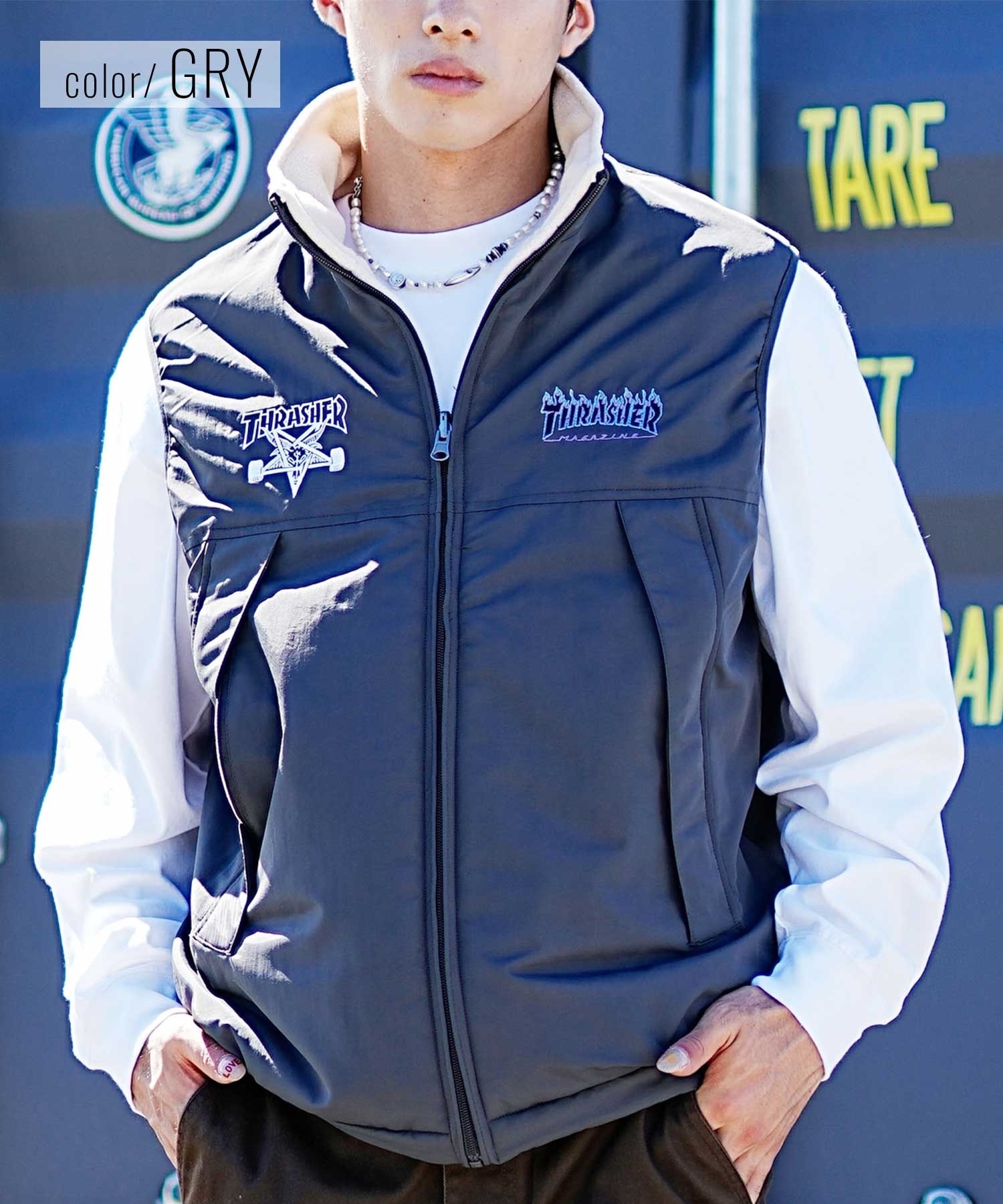 THRASHER ベスト ジレ 「ムラサキスポーツ別注」THRASHER