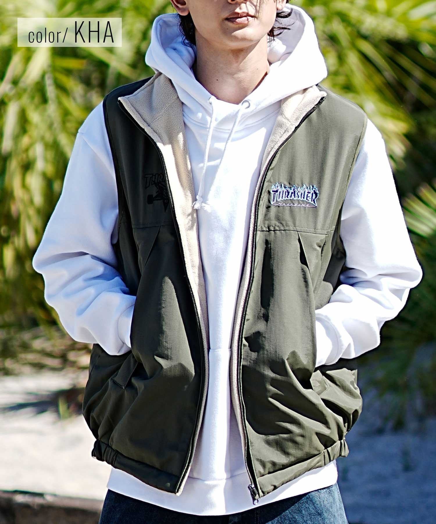 THRASHER/スラッシャー メンズ リバーシブル ベスト ナイロン