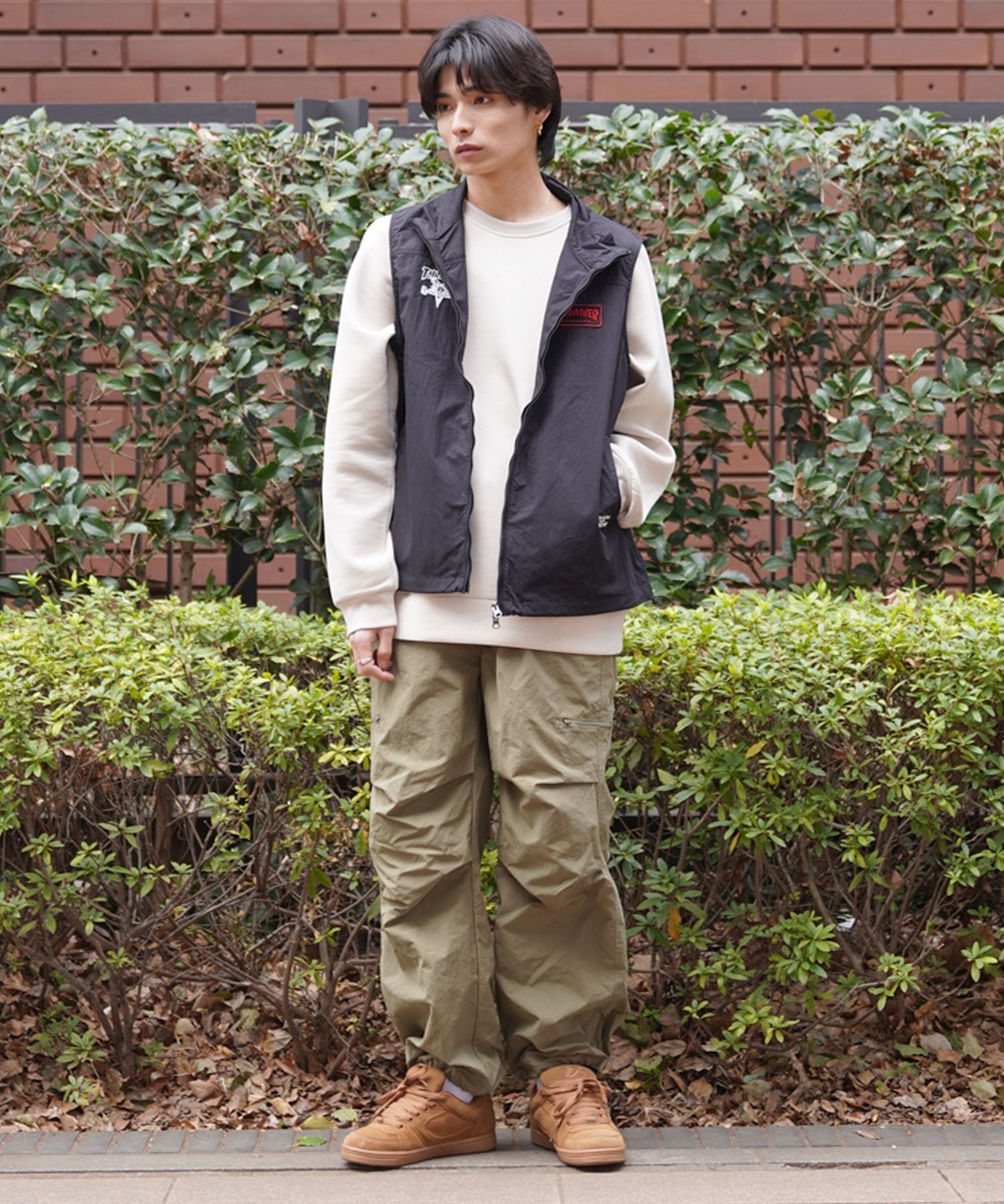 THRASHER スラッシャー メンズ スタンドカラーベスト ワッペン