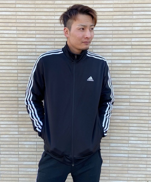 adidas アディダス Must Haves 3-Stripes Warm Up Jacket ジャケット JKL57 トラックジャケット GN0749 メンズ IX1 B11(GN0749BLACK-M)