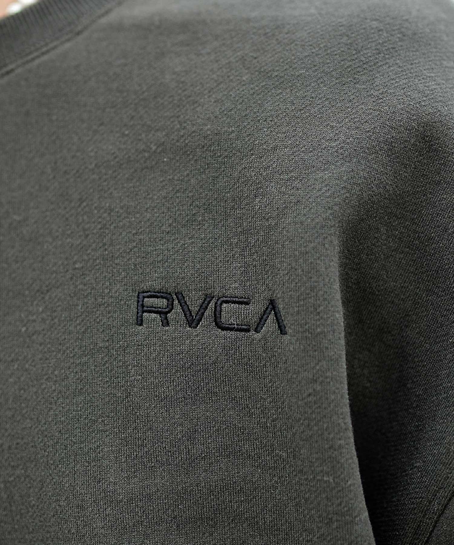 RVCA/ルーカ FAKE RVCA CR メンズ トレーナー クルーネック スウェット バックプリント 裏起毛 BD042-150(BLK-S)