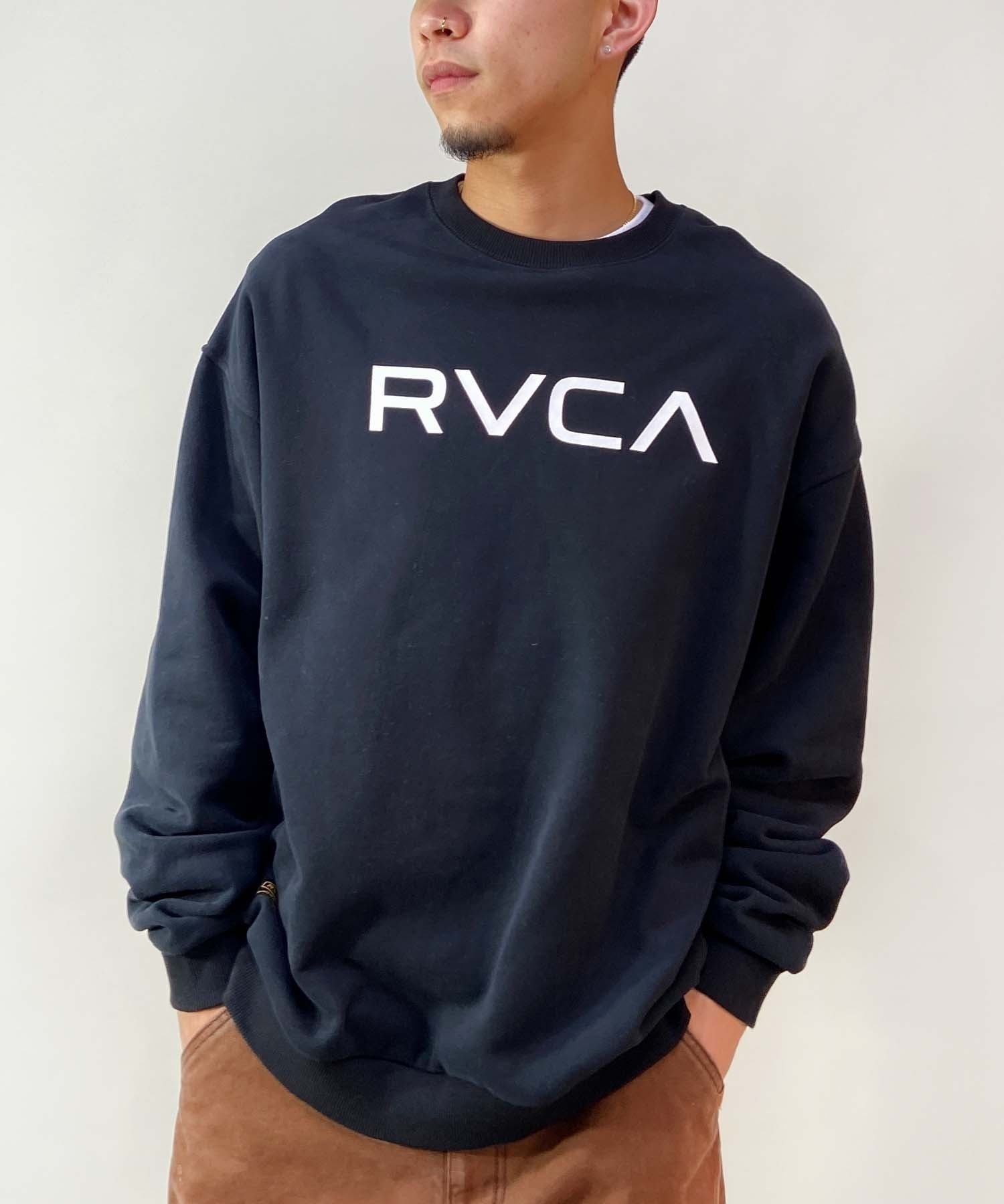 【クーポン対象】RVCA/ルーカ BIG RVCA CR メンズ トレーナー クルーネック スウェット オーバーサイズ 裏起毛 BD042-151(WHT-S)