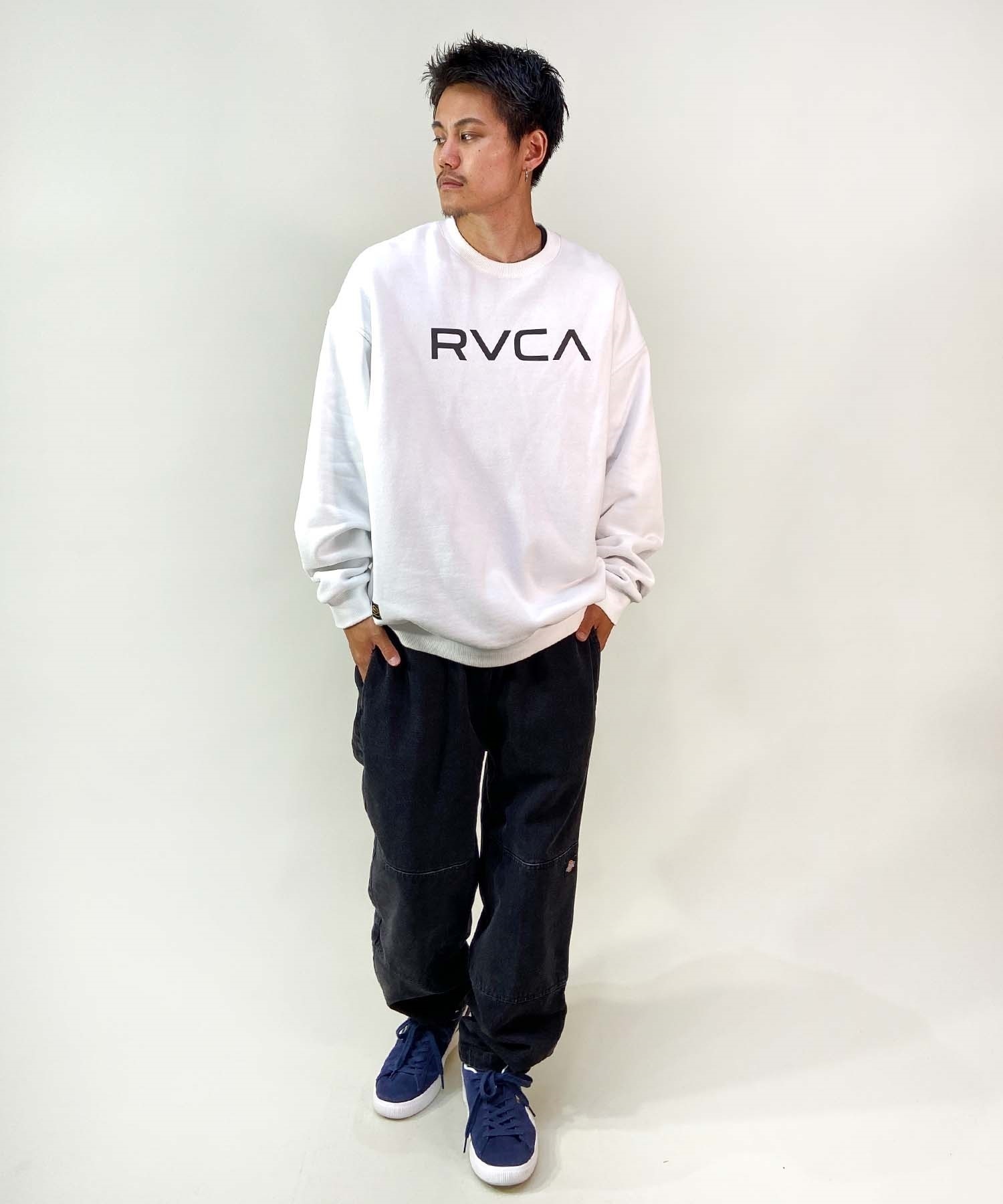 RVCA/ルーカ BIG RVCA CR メンズ トレーナー クルーネック スウェット オーバーサイズ 裏起毛 BD042-151(BLK-S)