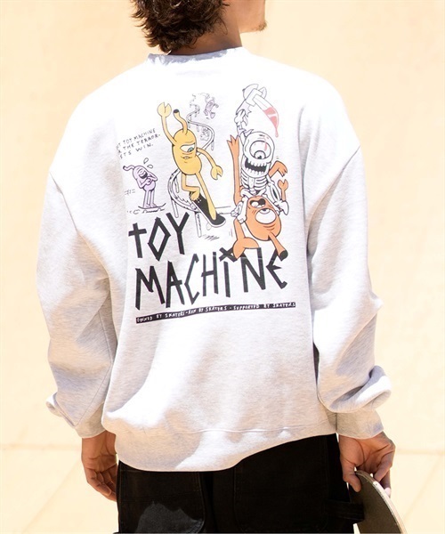 【ムラサキスポーツ限定】TOY MACHINE/トイマシーン トレーナー スウェット クルーネック ビッグシルエット バックプリント 裏起毛 MTMFDSW6(BLACK-M)