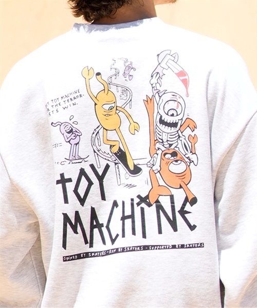 【ムラサキスポーツ限定】TOY MACHINE/トイマシーン トレーナー スウェット クルーネック ビッグシルエット バックプリント 裏起毛 MTMFDSW6(BLACK-M)