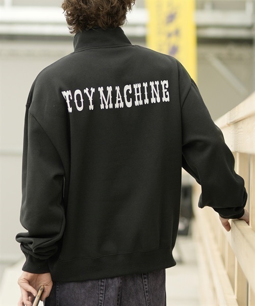 【ムラサキスポーツ限定】TOY MACHINE/トイマシーン トレーナー ハーフジップ スウェット クルーネック ビッグシルエット ワンポイント 裏起毛 MTMFDSW8(OLIVE-M)