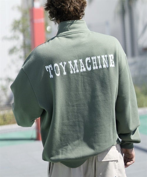 【ムラサキスポーツ限定】TOY MACHINE/トイマシーン トレーナー ハーフジップ スウェット クルーネック ビッグシルエット ワンポイント 裏起毛 MTMFDSW8(ASH-M)