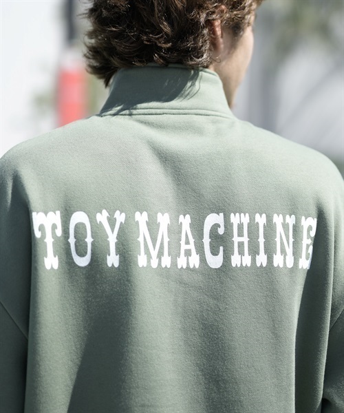 【ムラサキスポーツ限定】TOY MACHINE/トイマシーン トレーナー ハーフジップ スウェット クルーネック ビッグシルエット ワンポイント 裏起毛 MTMFDSW8(OLIVE-M)