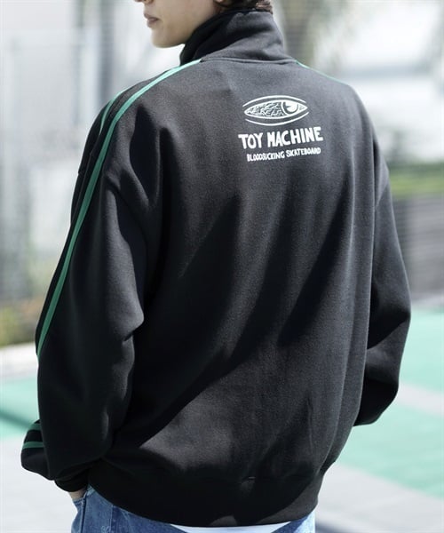 【ムラサキスポーツ限定】TOY MACHINE/トイマシーン トレーナー ジップアップ スウェット ビッグシルエット ワンポイント 裏起毛 MTMFDSW9(BLACK-M)