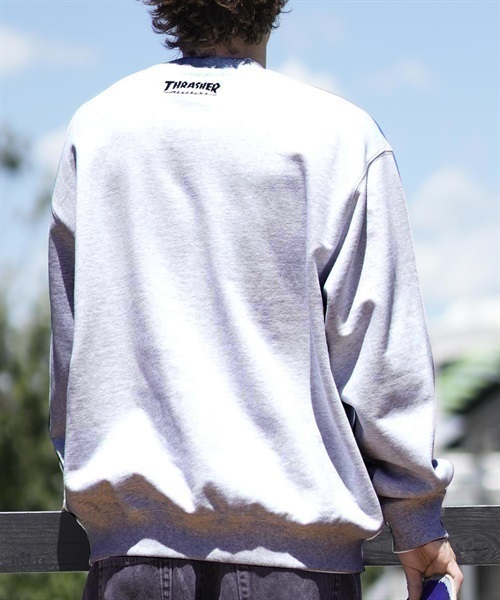 THRASHER/スラッシャー スウェットトレーナー クルーネック ビッグシルエット ワンポイント 23MS-CR1【ムラサキスポーツ別注(OFF-M)