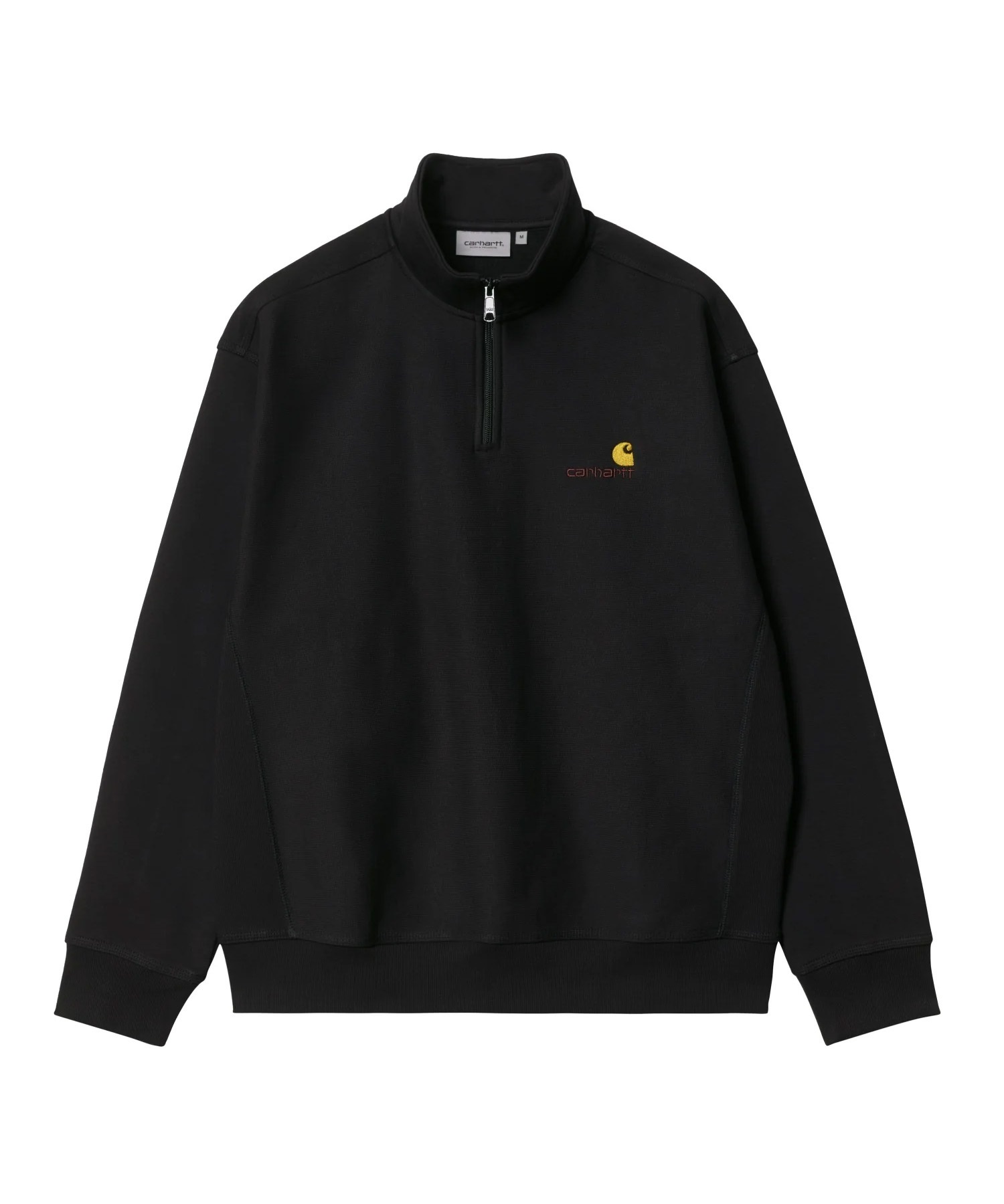 Carhartt/カーハート HALF ZIP AMERICAN SCRIPT アメリカンスクリプト メンズ ハーフジップ スウェット トレーナー 裏起毛 ブラック I027014(BLACK-S)