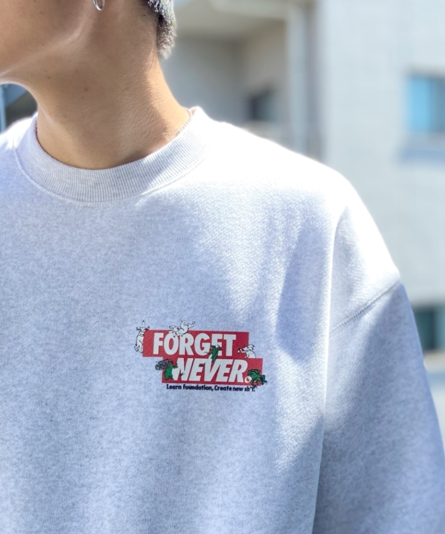 FORGET NEVER/フォーゲットネバー ヘビーウェイト 裏起毛 メンズ トレーナー クルーネックスウェット バックロゴ 234OO1TR090FN ムラサキスポーツ別注(WHT-M)