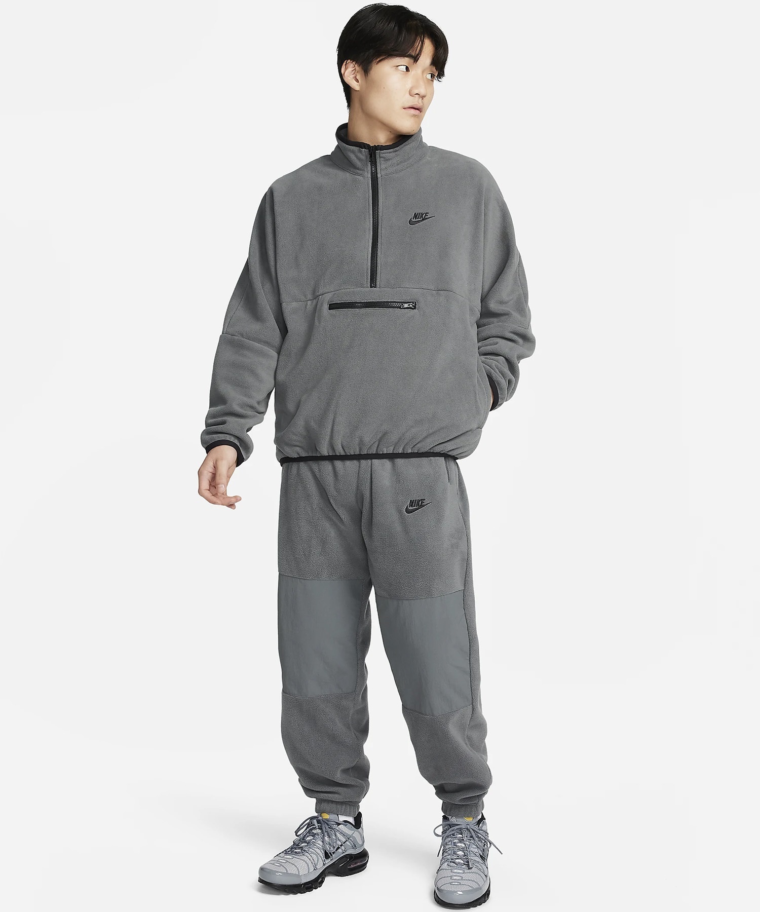 NIKE/ナイキ クラブ フリース+ メンズ 1/2ジップ フリース トップ ハーフジップ グレー DX0526-068(068-M)