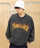 【ムラサキスポーツ別注】THRASHER/スラッシャー パウダーブリーチ加工 カスレプリント ビッグシルエット 古着風テイスト THM-24ASCS01(BLK-3-M)