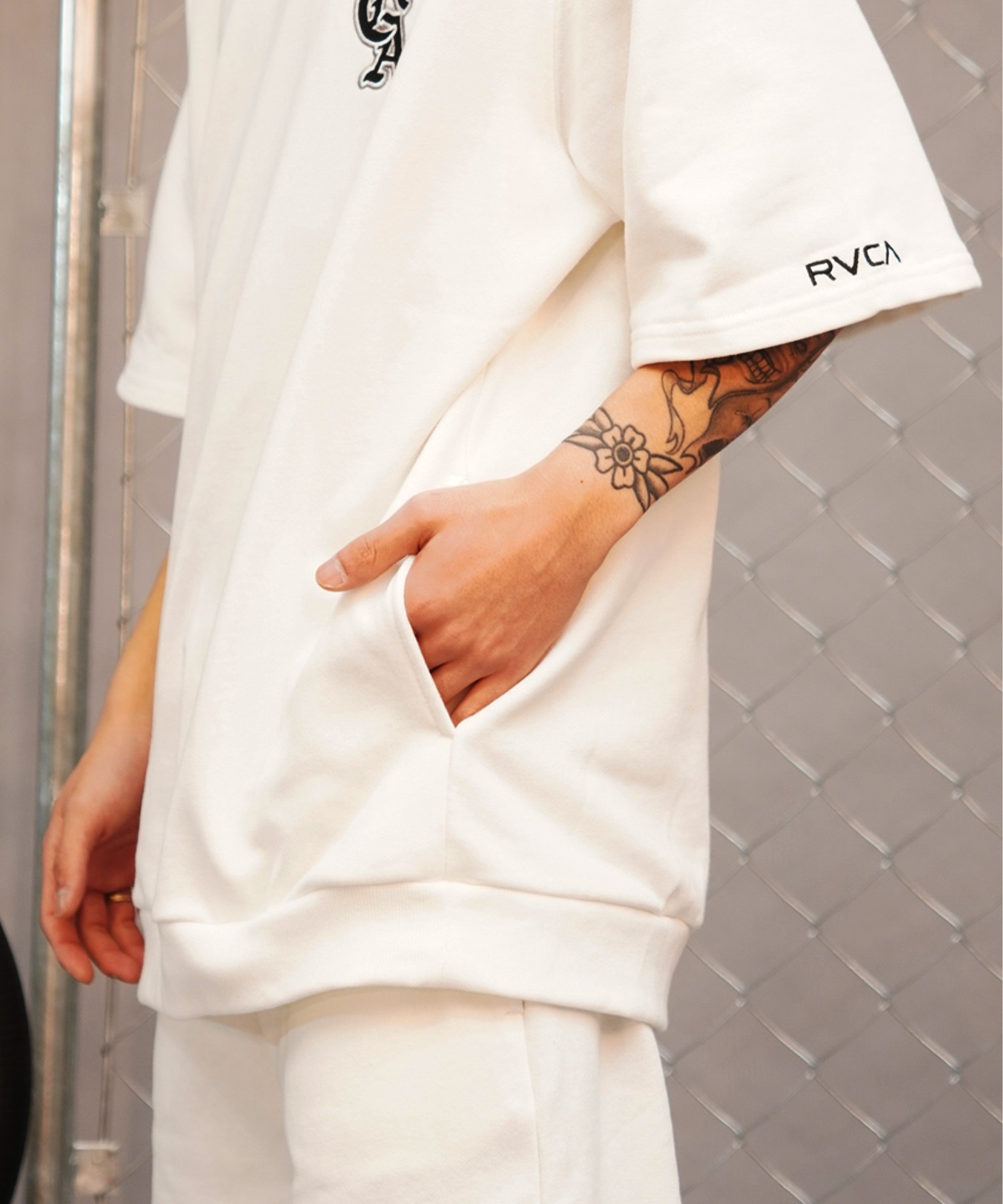 RVCA ルーカ OE HALF SWEAT CREW メンズ 半袖 トレーナー クルーネック バックプリント セットアップ対応 BE041-005(WHT-S)