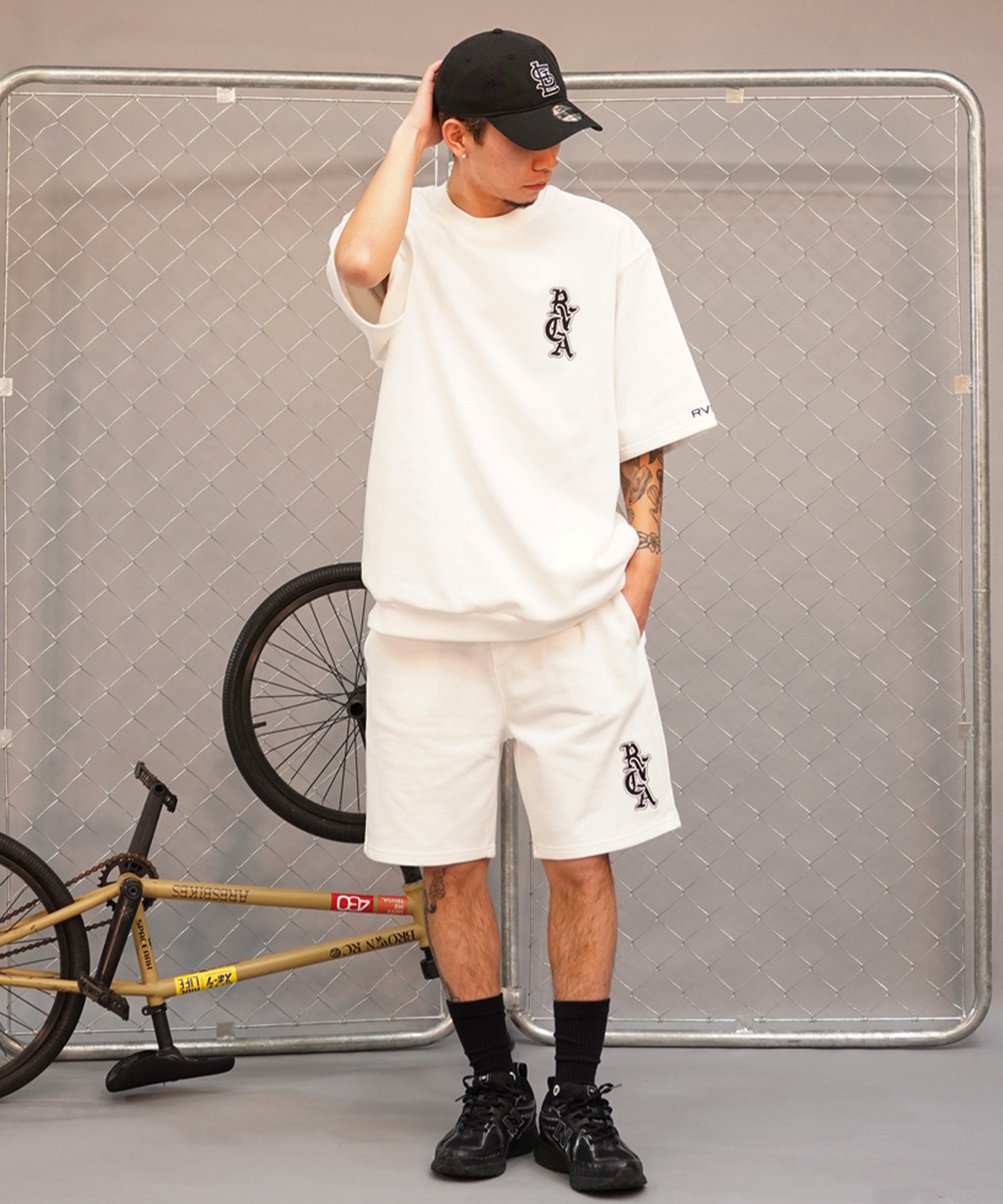 RVCA ルーカ OE HALF SWEAT CREW メンズ 半袖 トレーナー クルーネック バックプリント セットアップ対応 BE041-005(WHT-S)