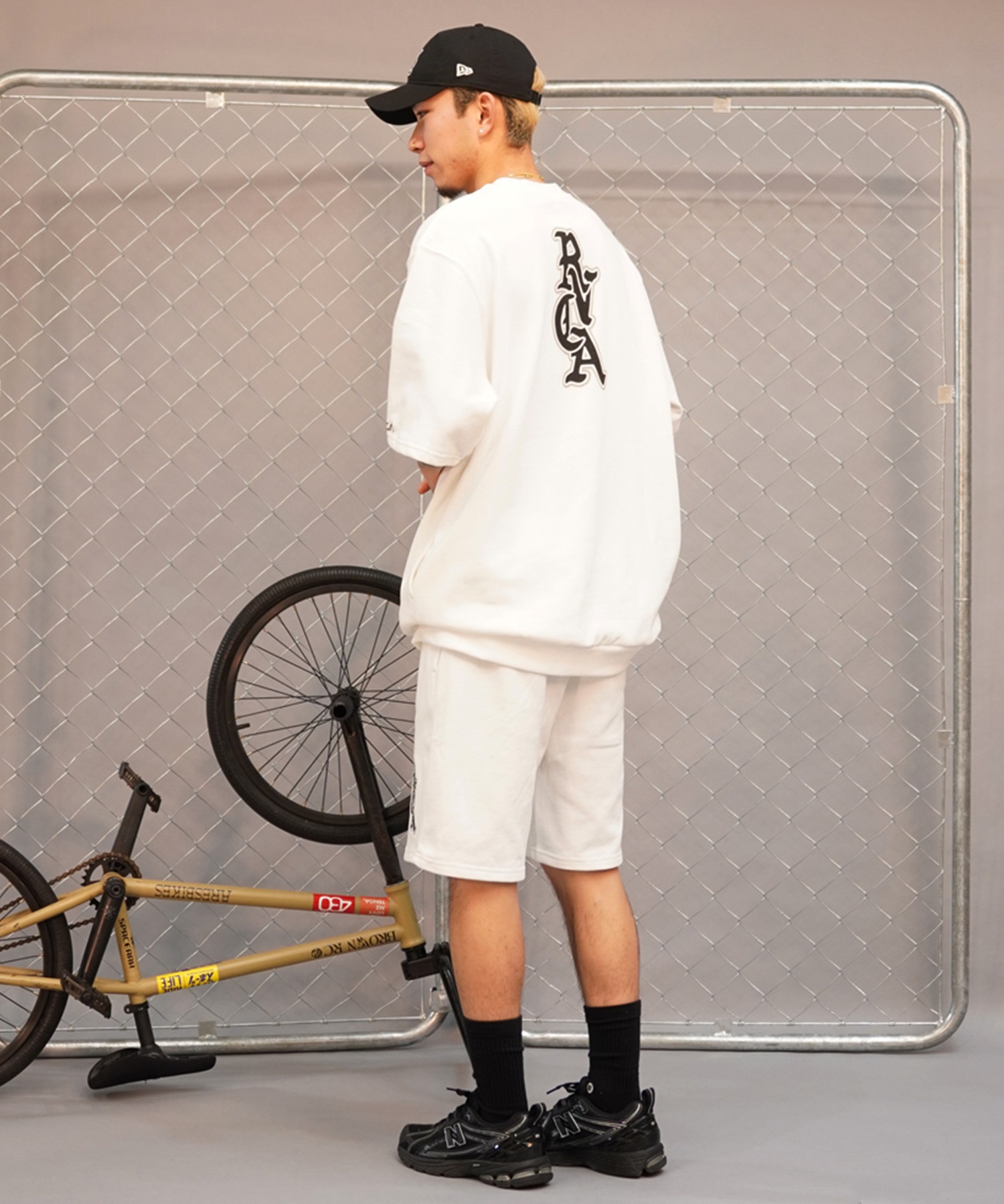 RVCA ルーカ OE HALF SWEAT CREW メンズ 半袖 トレーナー クルーネック バックプリント セットアップ対応 BE041-005(WHT-S)