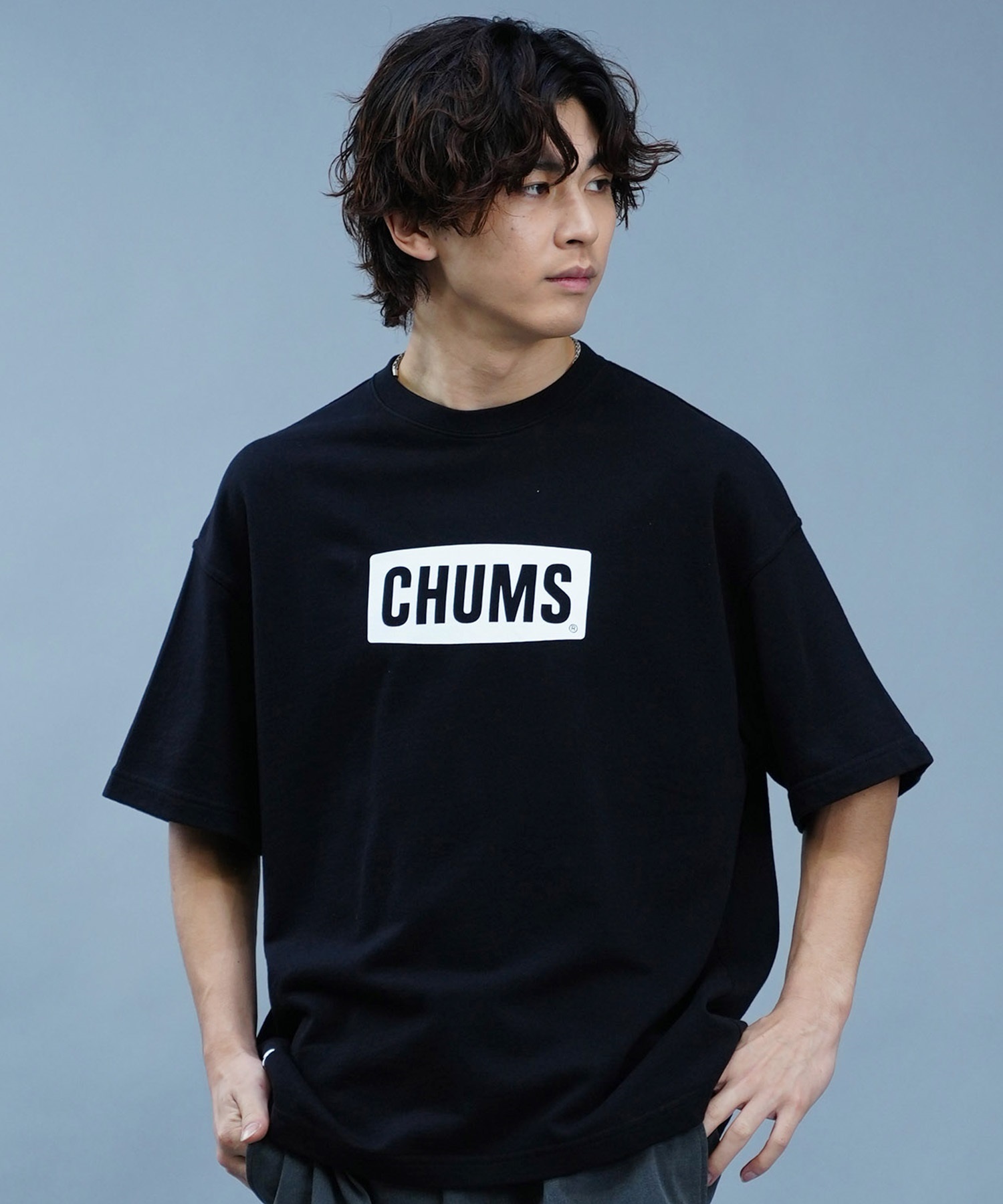 CHUMS チャムス メンズ トレーナー 半袖 クルーネック スウェット ロゴ プリント オーバーサイズ 裏毛 CH00-1446(K071-M)