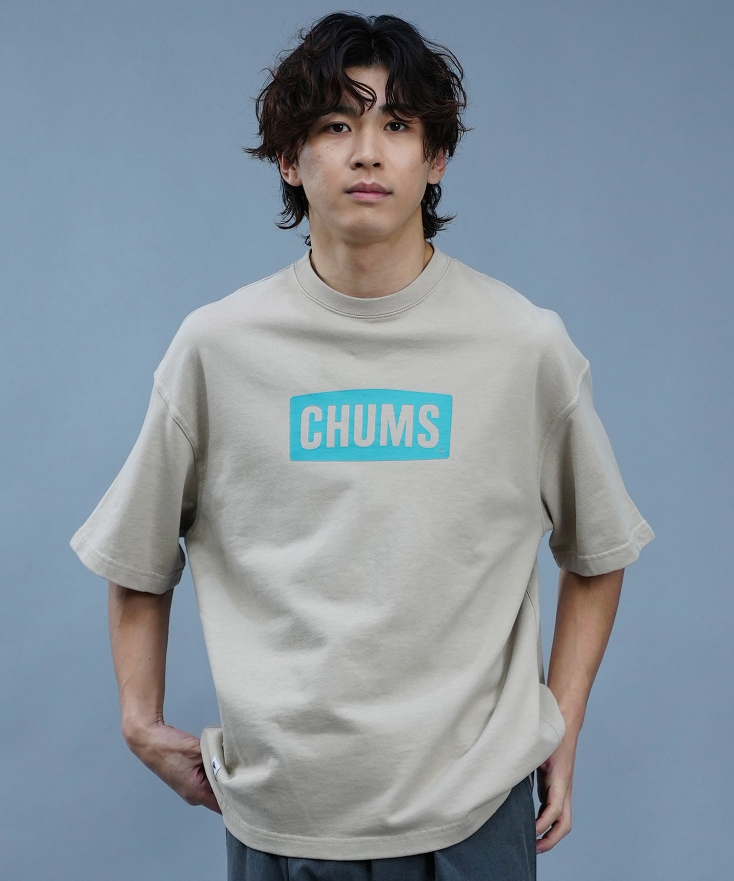 CHUMS チャムス メンズ トレーナー 半袖 クルーネック スウェット ロゴ プリント オーバーサイズ 裏毛 CH00-1446(K071-M)