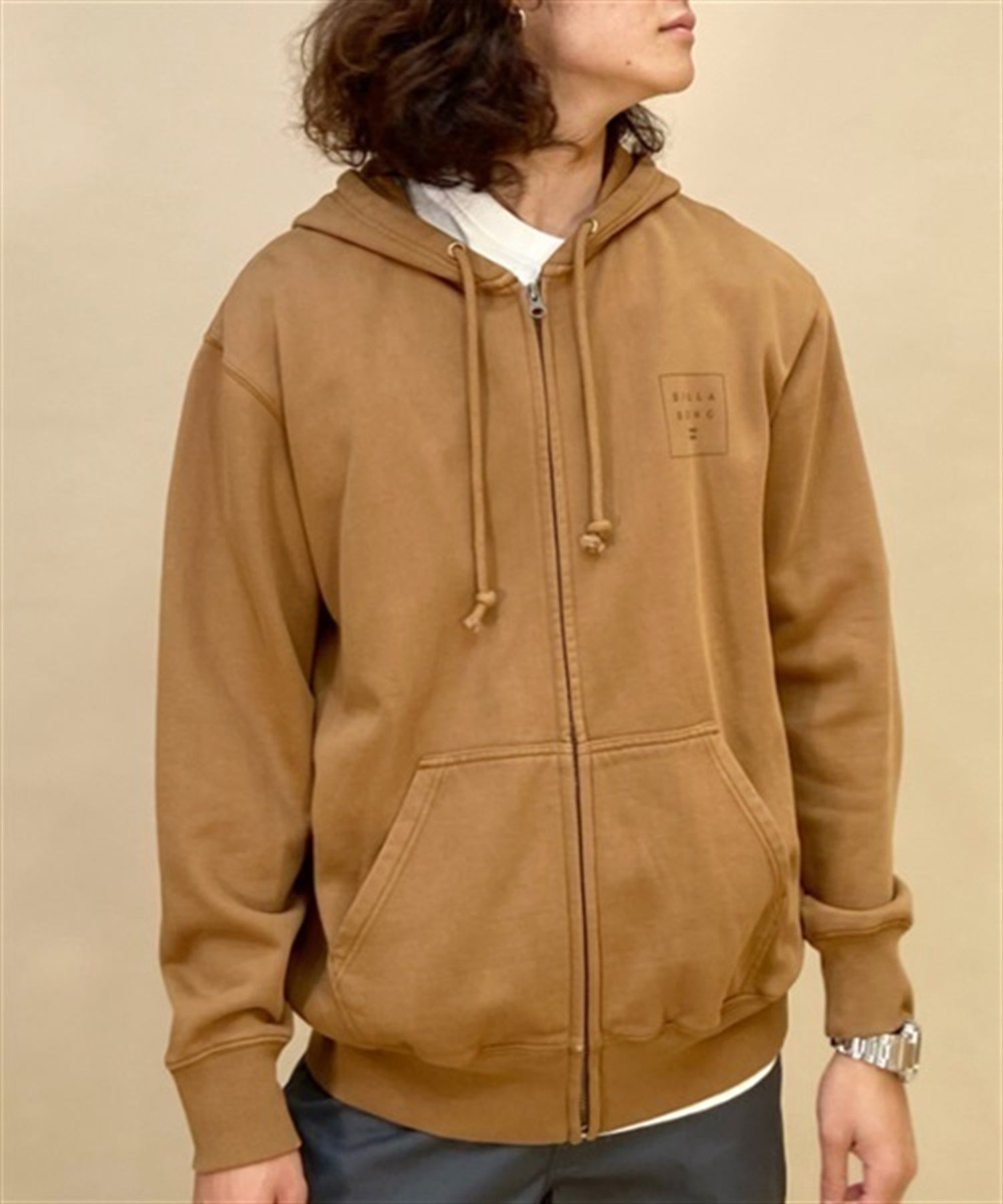 BILLABONG/ビラボン パーカー ジップアップ フーディー ヘビーウェイト BIG SQUARE ZIP HOOD BD012-017(TAN-M)