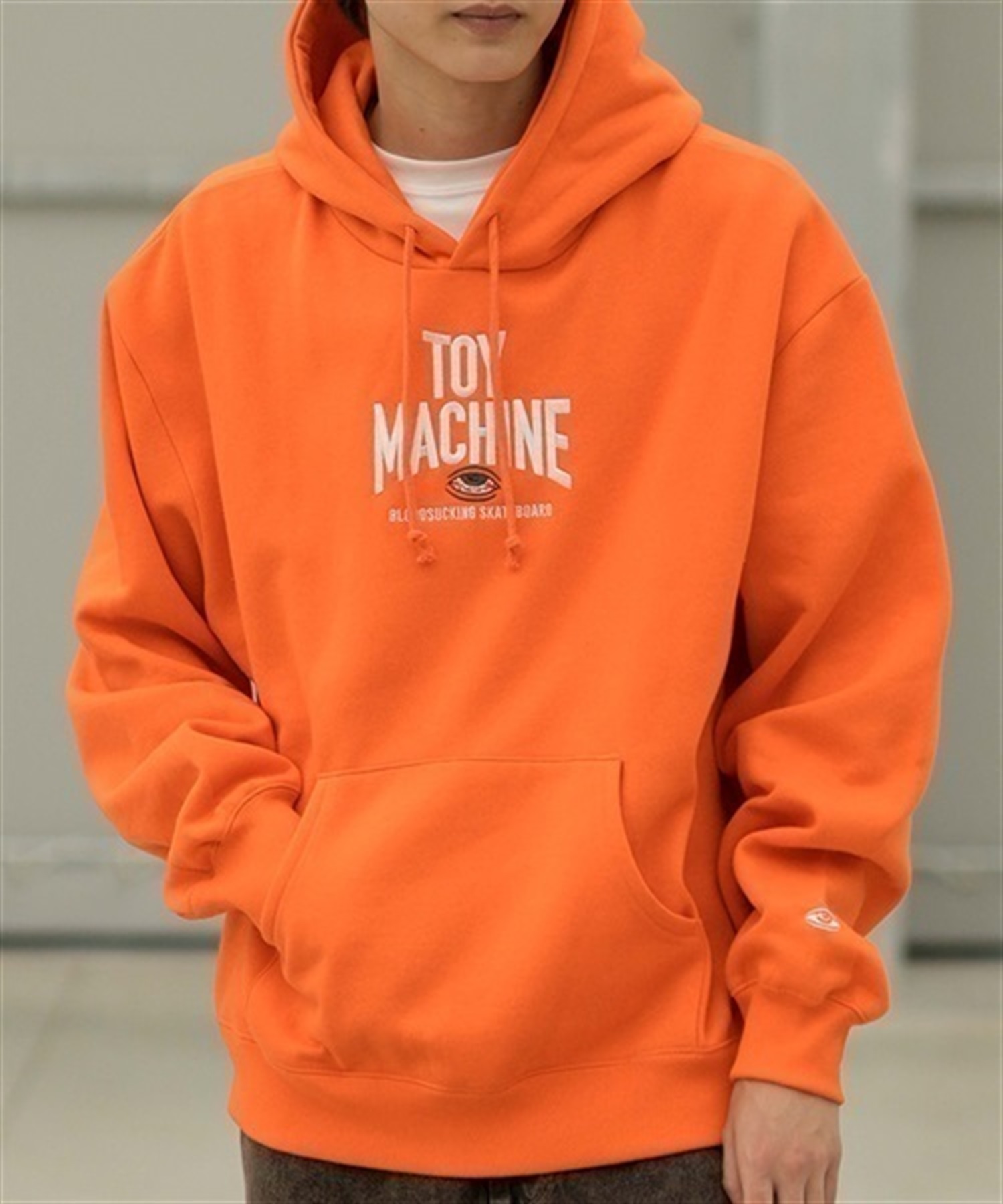 【ムラサキスポーツ限定】TOY MACHINE/トイマシーン パーカー プルオーバー スウェット ビッグシルエット バックプリント 裏起毛 MTMFDSW7(ORG-M)