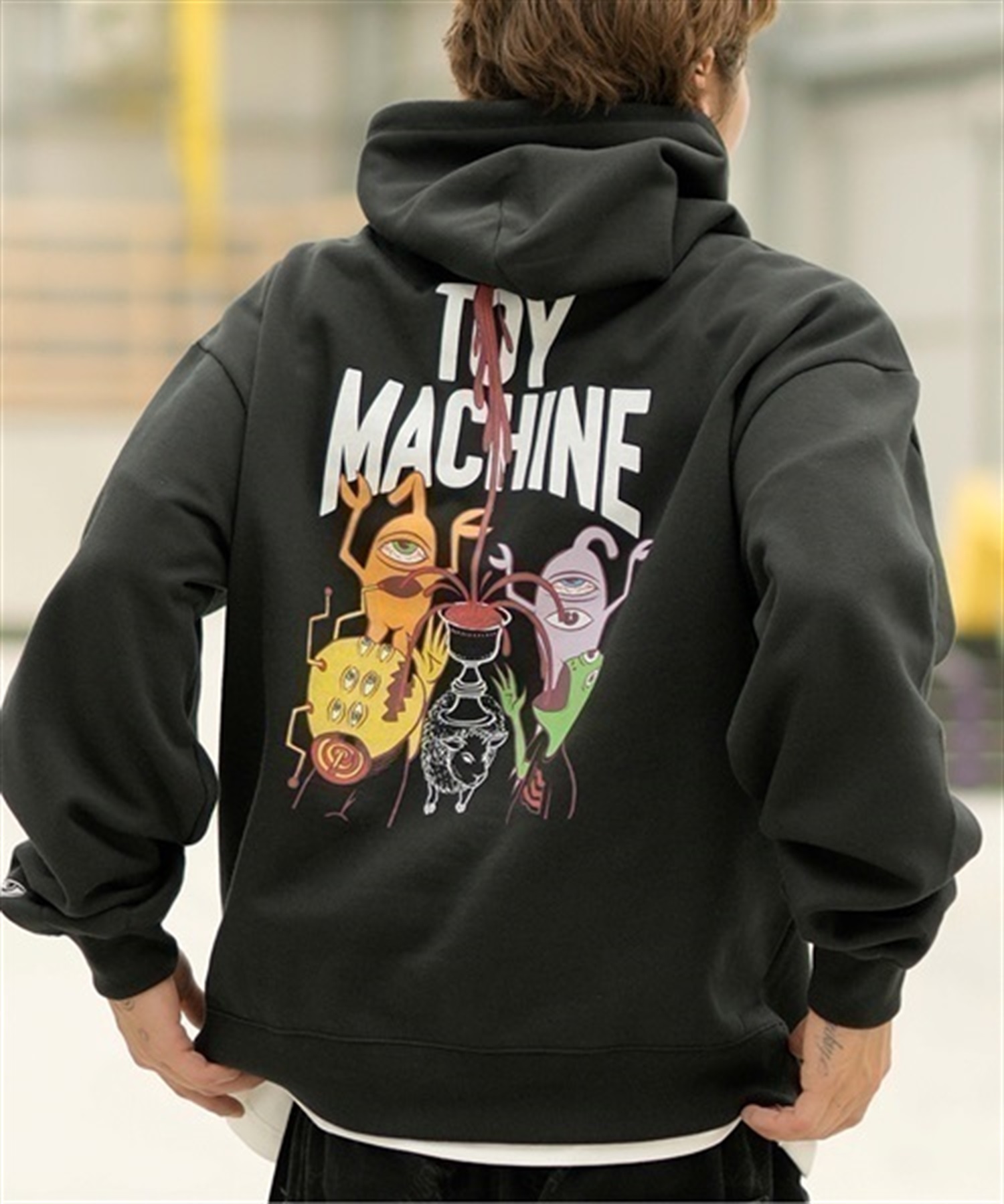 【ムラサキスポーツ限定】TOY MACHINE/トイマシーン パーカー プルオーバー スウェット ビッグシルエット バックプリント 裏起毛 MTMFDSW7(ASH-M)