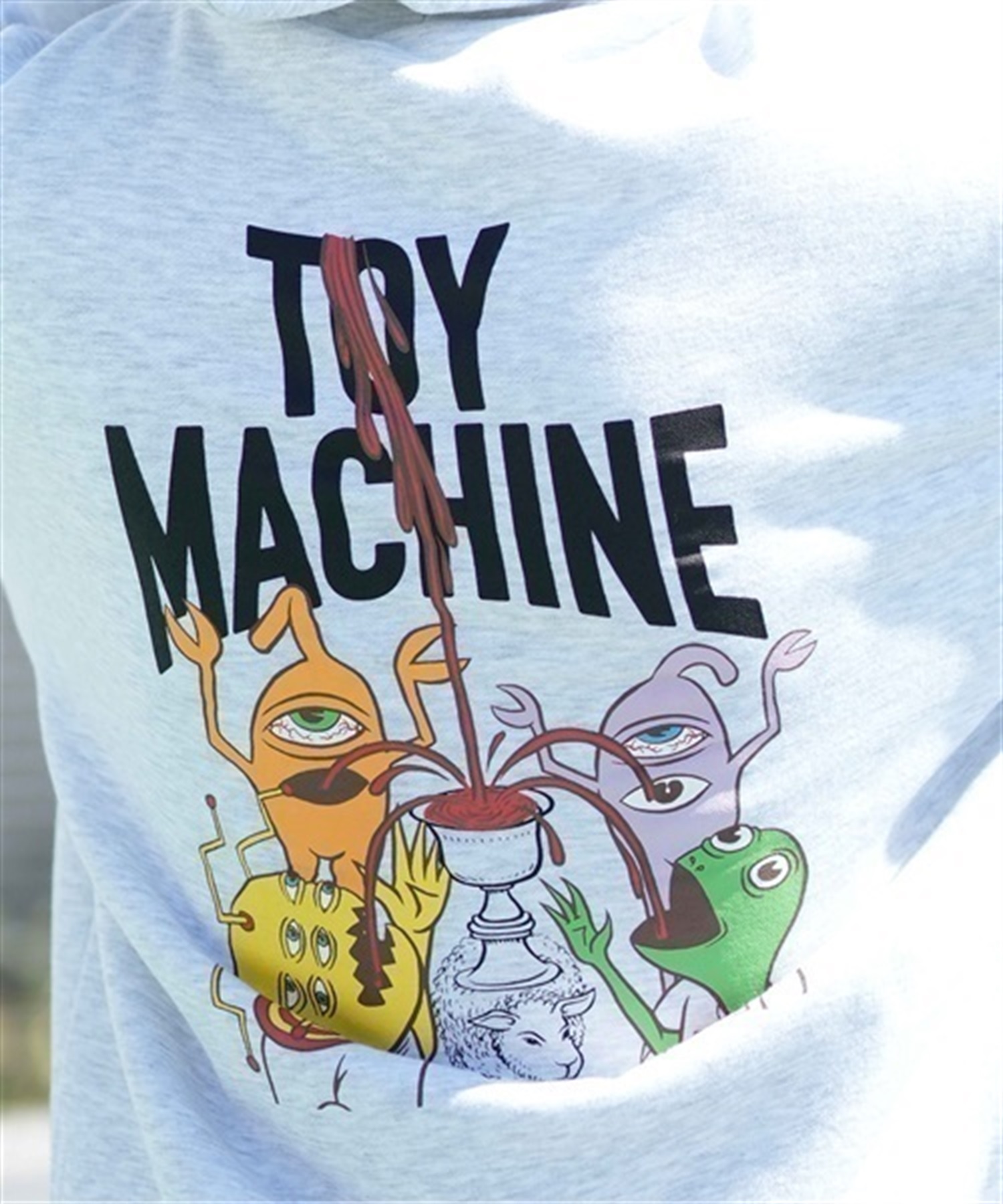 【ムラサキスポーツ限定】TOY MACHINE/トイマシーン パーカー プルオーバー スウェット ビッグシルエット バックプリント 裏起毛 MTMFDSW7(ORG-M)