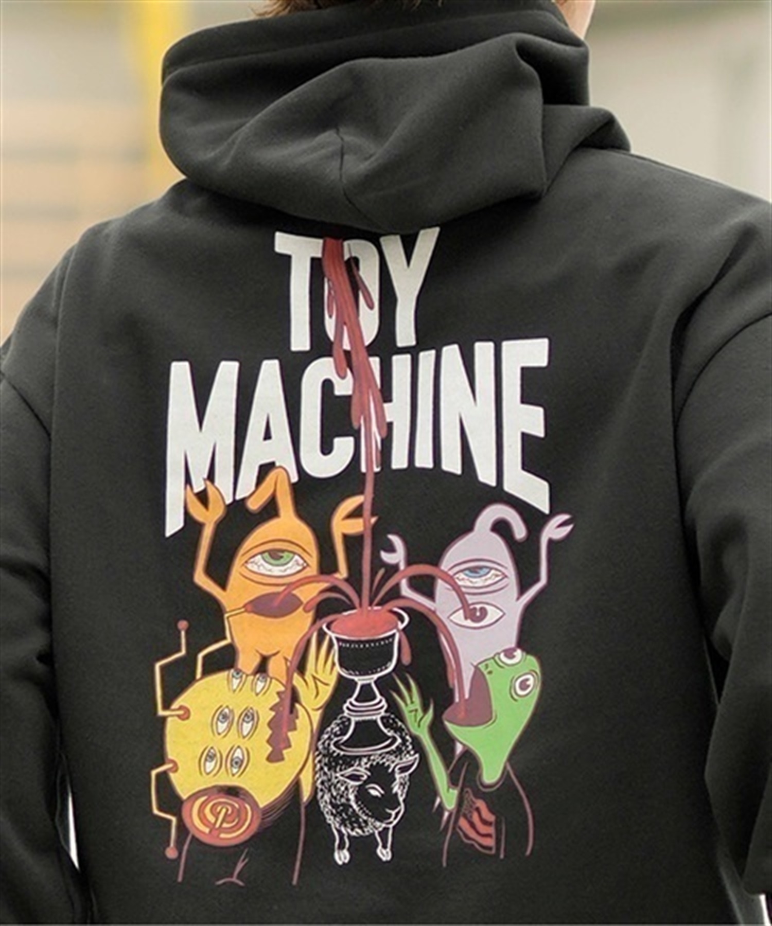 【ムラサキスポーツ限定】TOY MACHINE/トイマシーン パーカー プルオーバー スウェット ビッグシルエット バックプリント 裏起毛 MTMFDSW7(ASH-M)