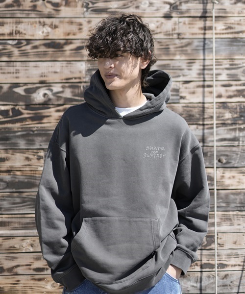 THRASHER/スラッシャー パーカー ピグメント染 カスレバックプリント ヴィンテージライク 23MS-PHD2 ムラサキスポーツ別注(MAR22-M)