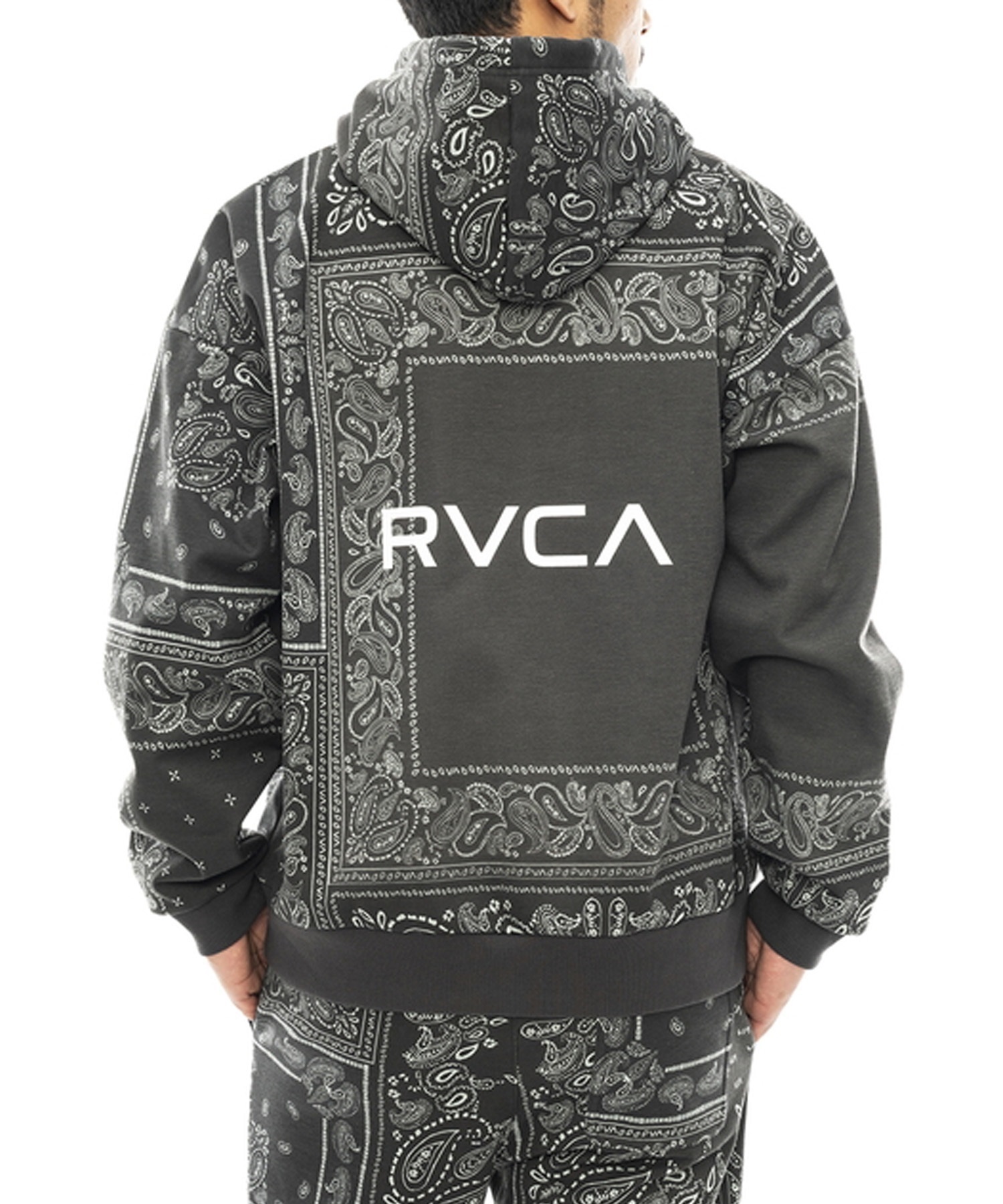 RVCA/ルーカ PATCHWORK BANDANA HOODIE メンズ パーカー プルオーバー スウェット ペイズリー柄 防風 撥水 セットアップ対応 BD042-045(BEG-S)