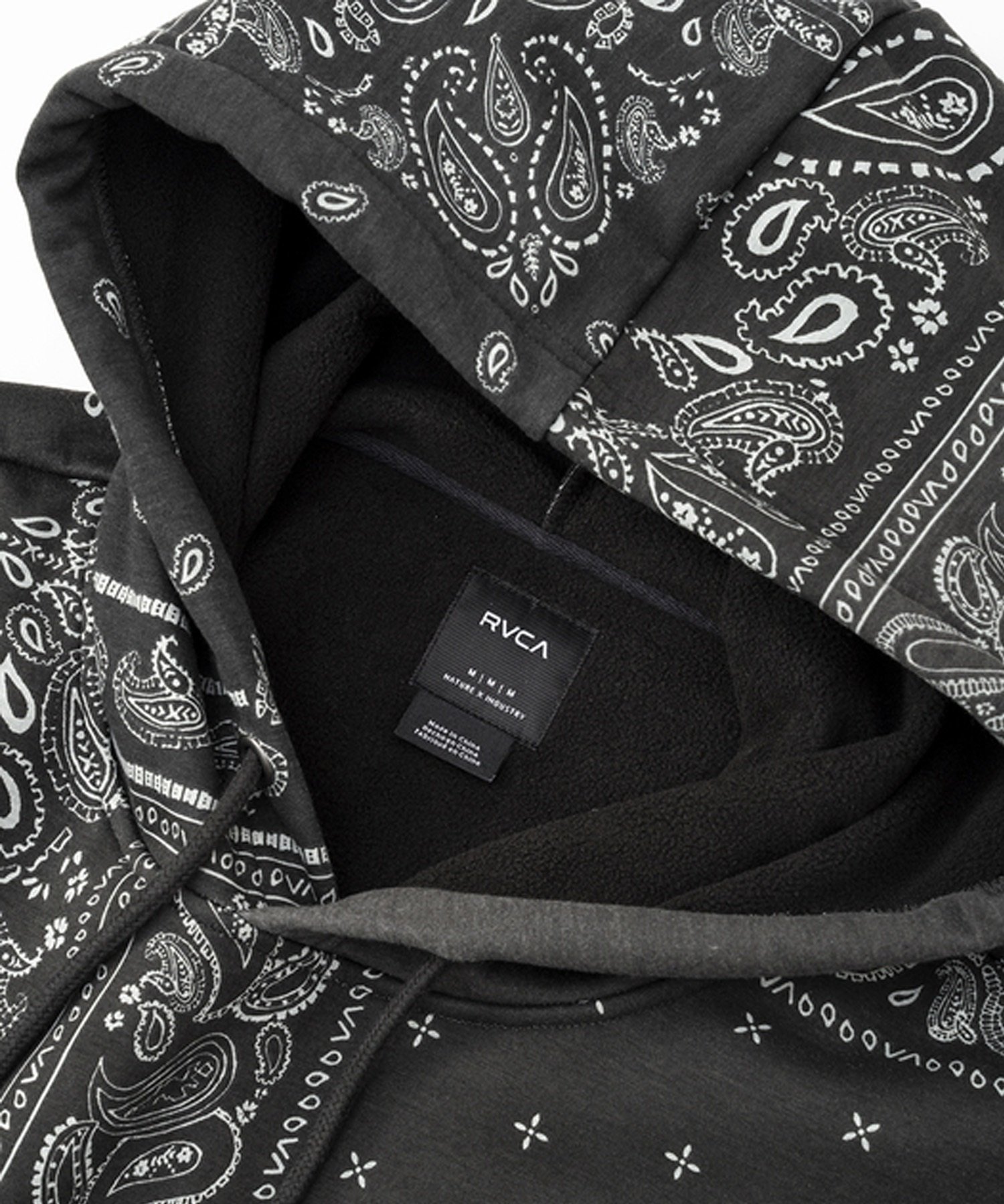 RVCA/ルーカ PATCHWORK BANDANA HOODIE メンズ パーカー プルオーバー スウェット ペイズリー柄 防風 撥水 セットアップ対応 BD042-045(BEG-S)