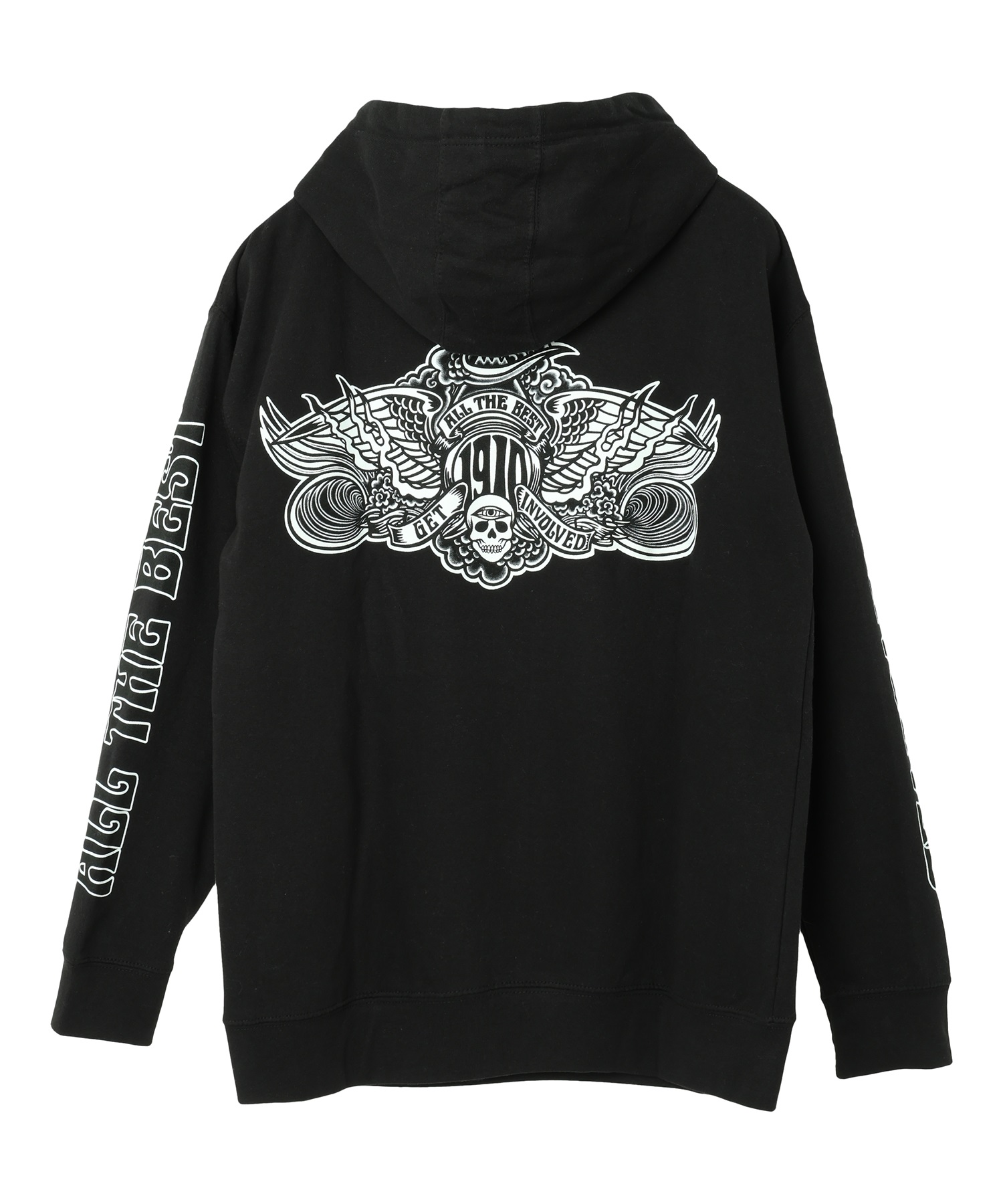 1910 ナインティーンテン DESI PEAKING HOODY MHD012301-4 メンズ パーカー(BLACK-L)