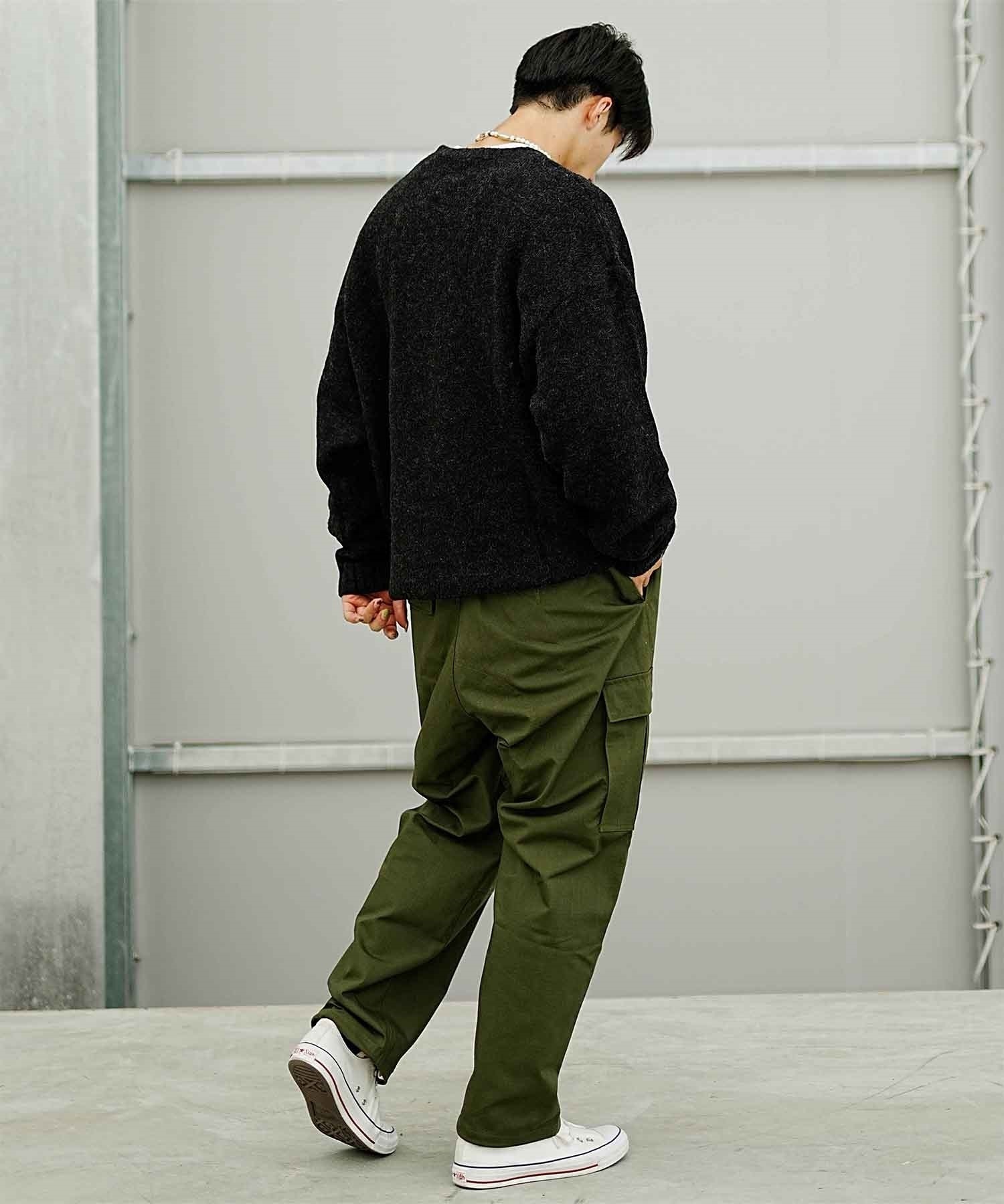 RVCA/ルーカ メンズ ロゴニット クルーネックアクリルニット グラデーションニット BD042-421(BLK-S)