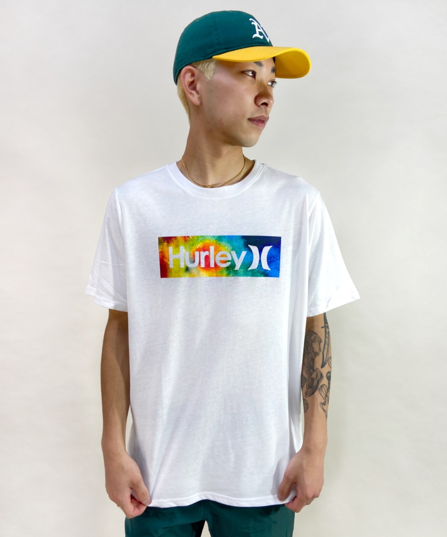 【マトメガイ対象】Hurley ハーレー MSS2200052 メンズ 半袖 Tシャツ ブランドロゴ バックプリント ムラサキスポーツ限定(WHT-S)