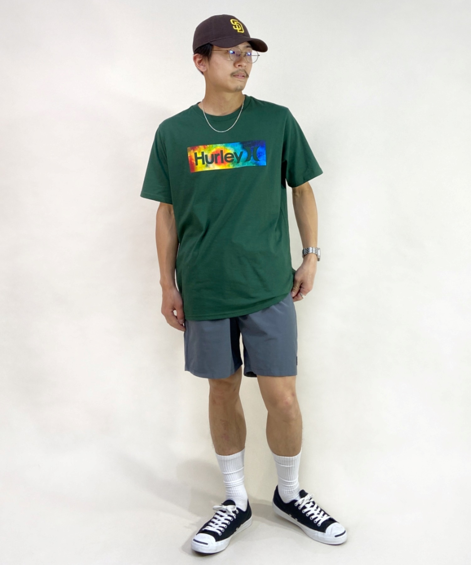 【マトメガイ対象】Hurley ハーレー MSS2200052 メンズ 半袖 Tシャツ ブランドロゴ バックプリント ムラサキスポーツ限定(DGRN-S)