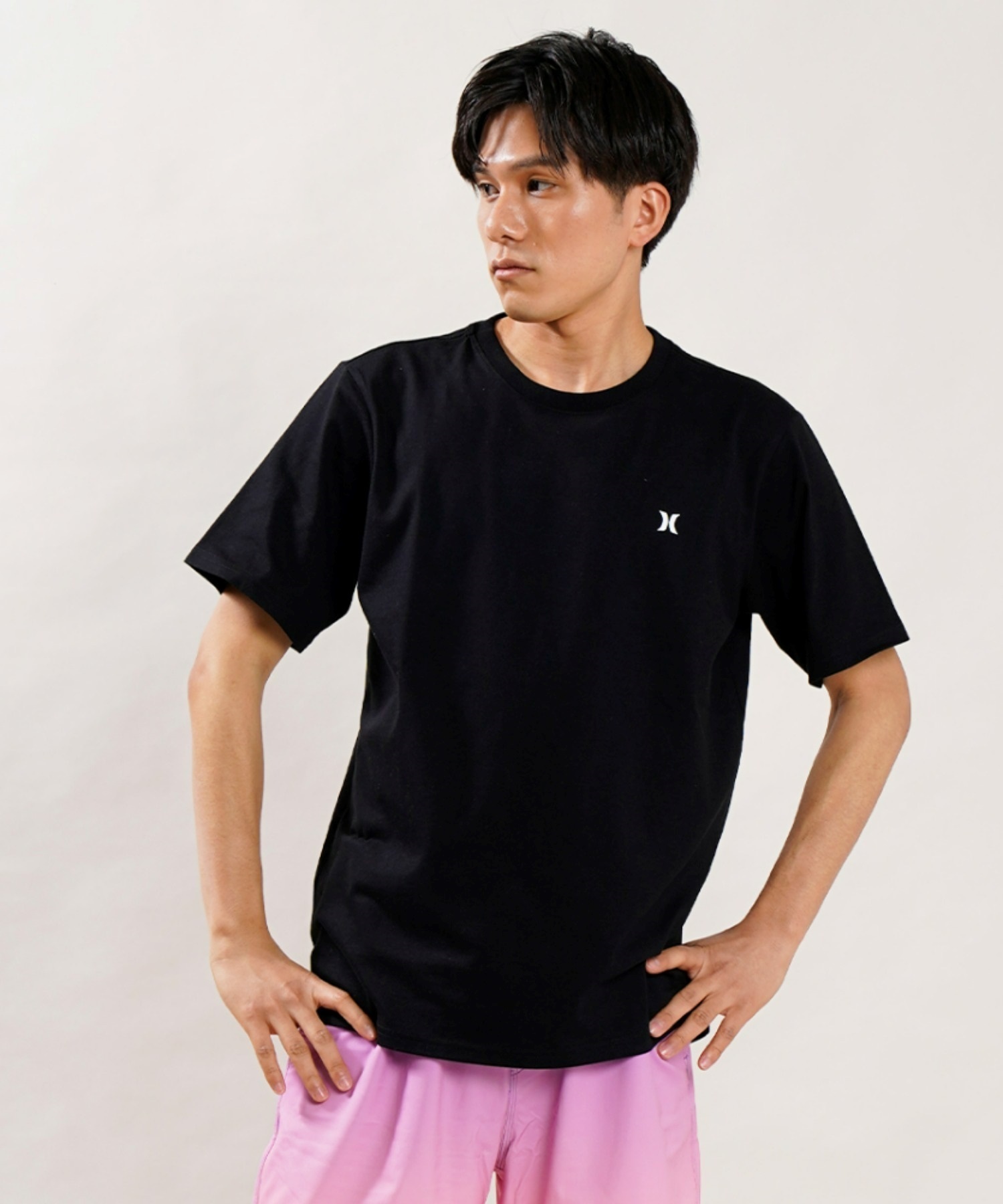 【マトメガイ対象】Hurley ハーレー MSS2200054 メンズ 半袖 Tシャツ ルーズシルエット バックプリントTシャツ ムラサキスポーツ限定(BLK-M)