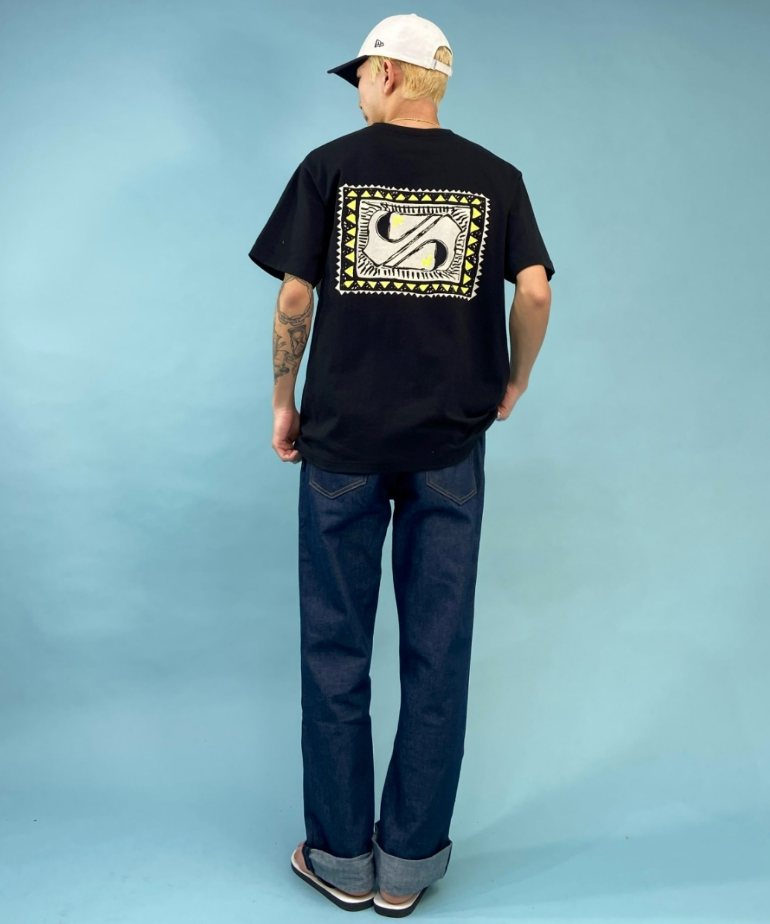 QUIKSILVER クイックシルバー QST222013 メンズ 半袖 Tシャツ ネオンカラー ルーズシルエット スクエアロゴ バックプリント(WHT-M)