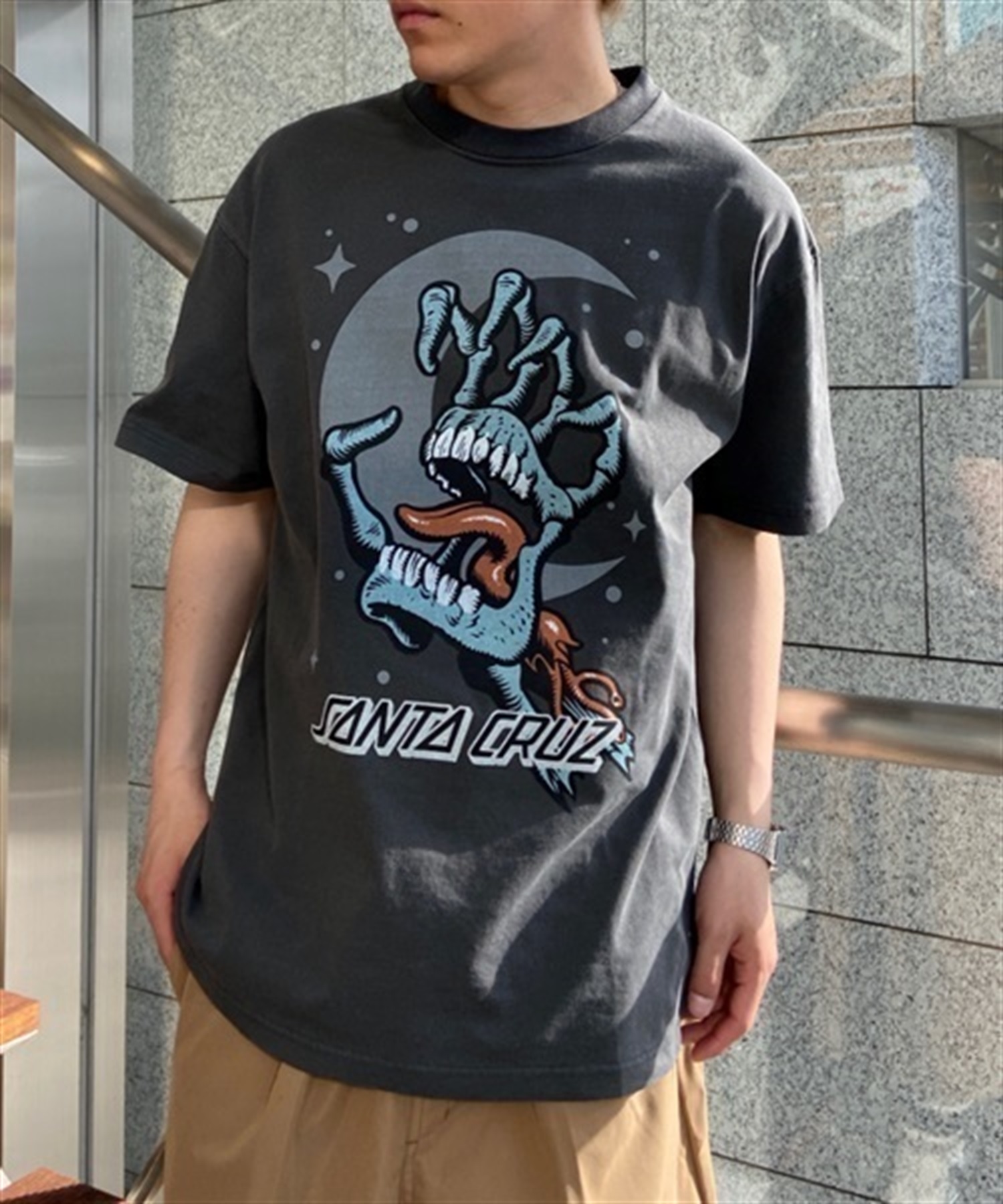 SANTA CRUZ サンタクルーズ COSMIC BONE HAND STRIP S/S 502231413 メンズ 半袖 Tシャツ KK1 D12(WT-M)