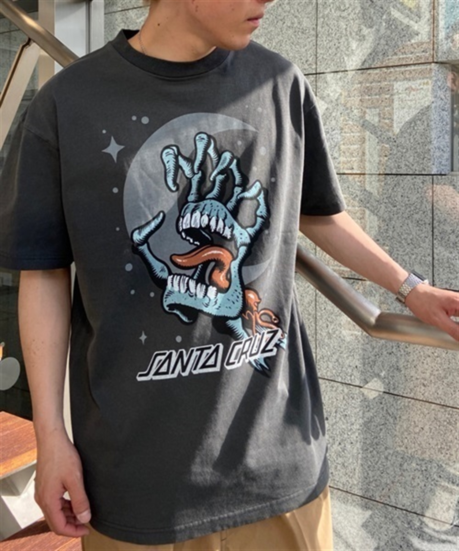 SANTA CRUZ サンタクルーズ COSMIC BONE HAND STRIP S/S 502231413 メンズ 半袖 Tシャツ KK1 D12(WT-M)