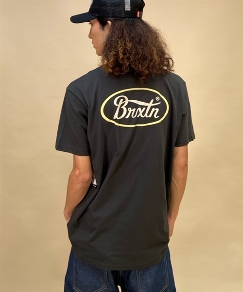 BRIXTON/ブリクストン クルーネック バックプリントTシャツ/半袖Tシャツ コットンTee 16803(BK-M)