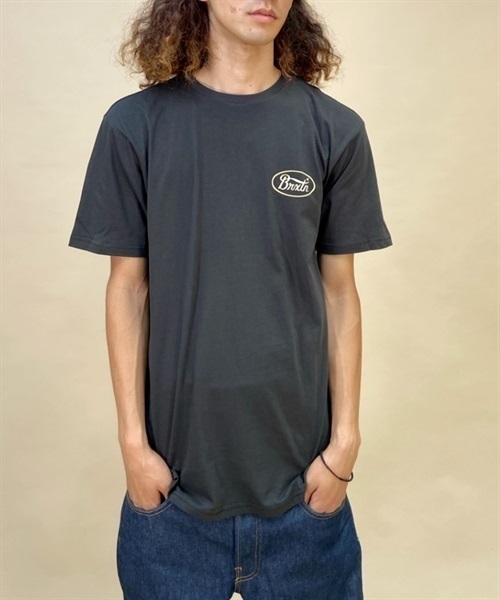 BRIXTON/ブリクストン クルーネック バックプリントTシャツ/半袖Tシャツ コットンTee 16803(BK-M)
