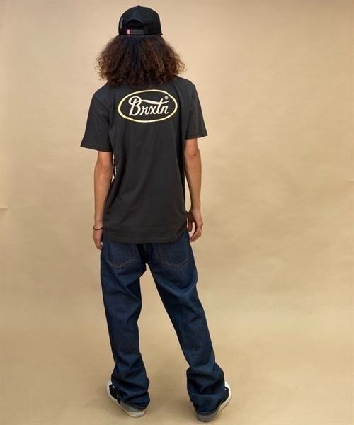 BRIXTON/ブリクストン クルーネック バックプリントTシャツ/半袖Tシャツ コットンTee 16803(BK-M)